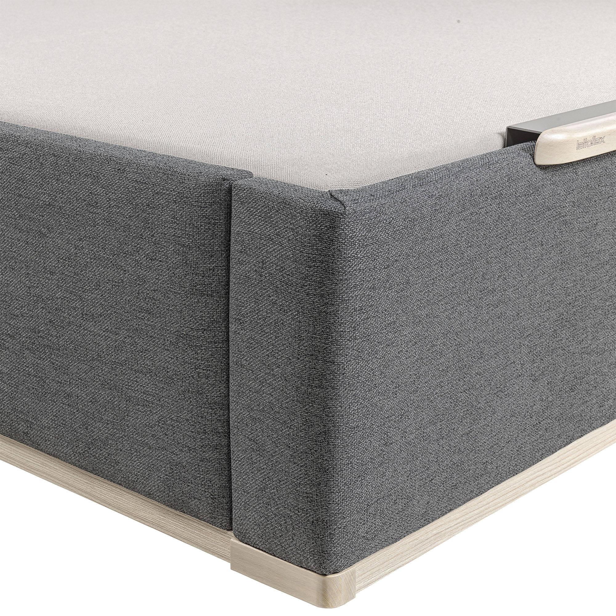 Canapé abatible en tela Box Dekor MDF Lattoflex - Antracita claro Cama 90 x 190 cm Antracita claro-4