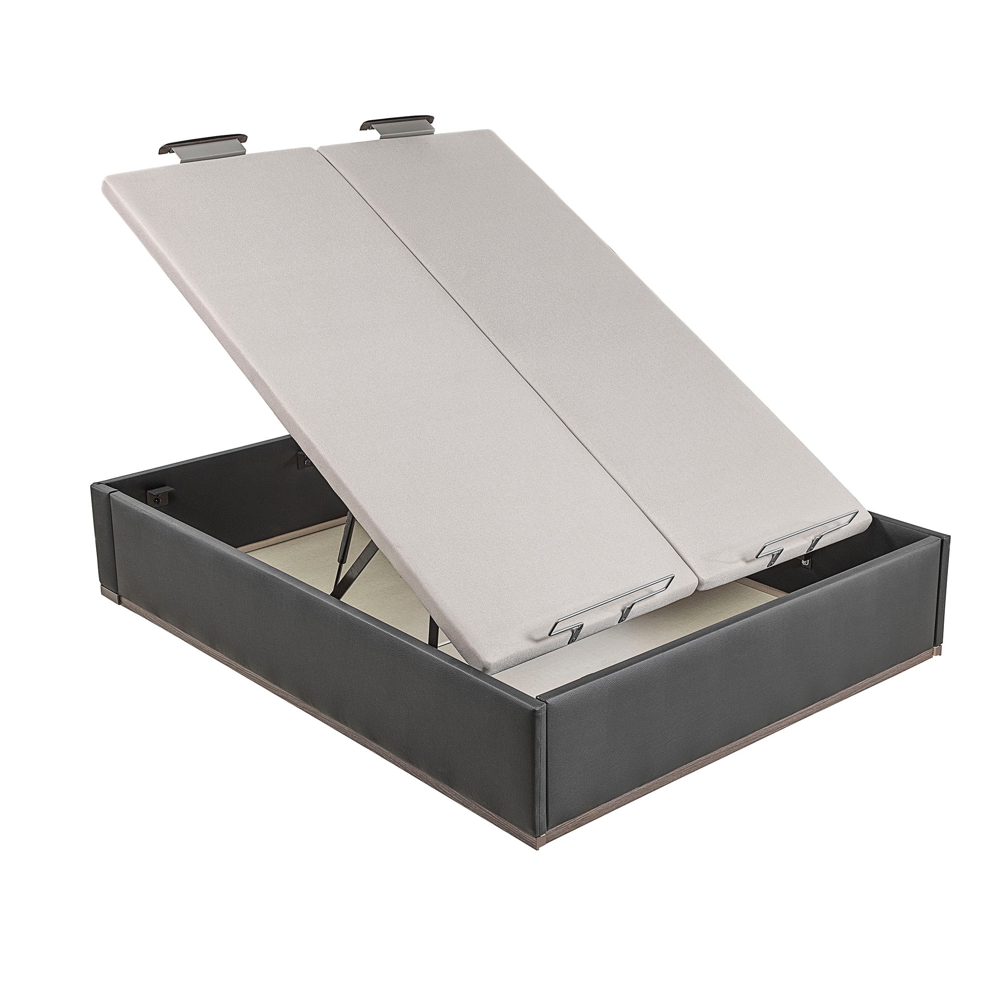 Canapé abatible en polipiel con 2 tapas Box Dekor MDF Lattoflex - Negro Cama 150 x 190 cm Negro-2