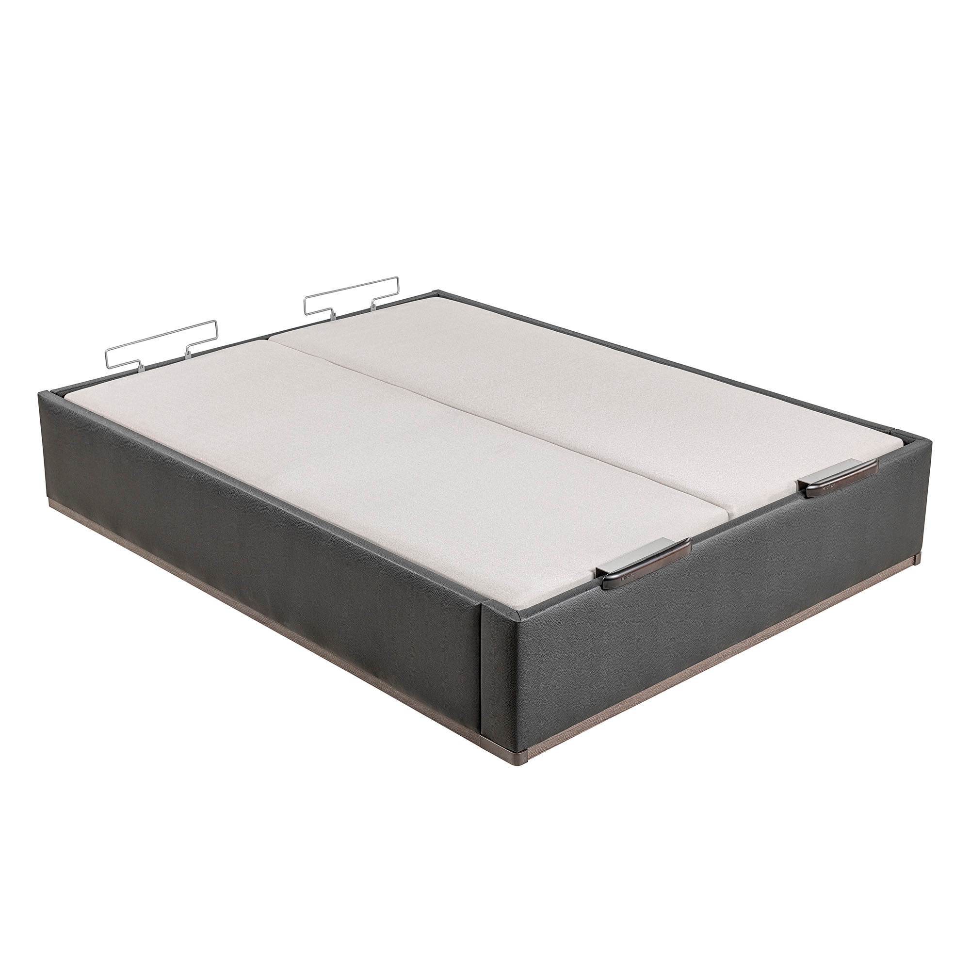 Canapé abatible en polipiel con 2 tapas Box Dekor MDF Lattoflex - Negro Cama 150 x 190 cm Negro-3