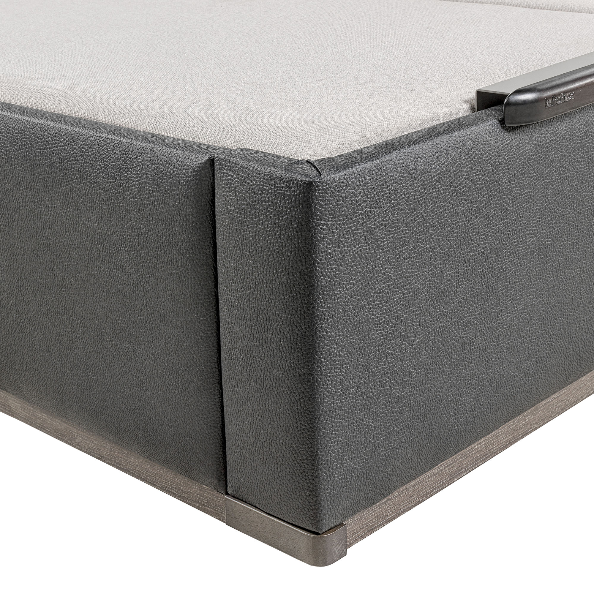 Canapé abatible en polipiel con 2 tapas Box Dekor MDF Lattoflex - Negro Cama 150 x 190 cm Negro-4
