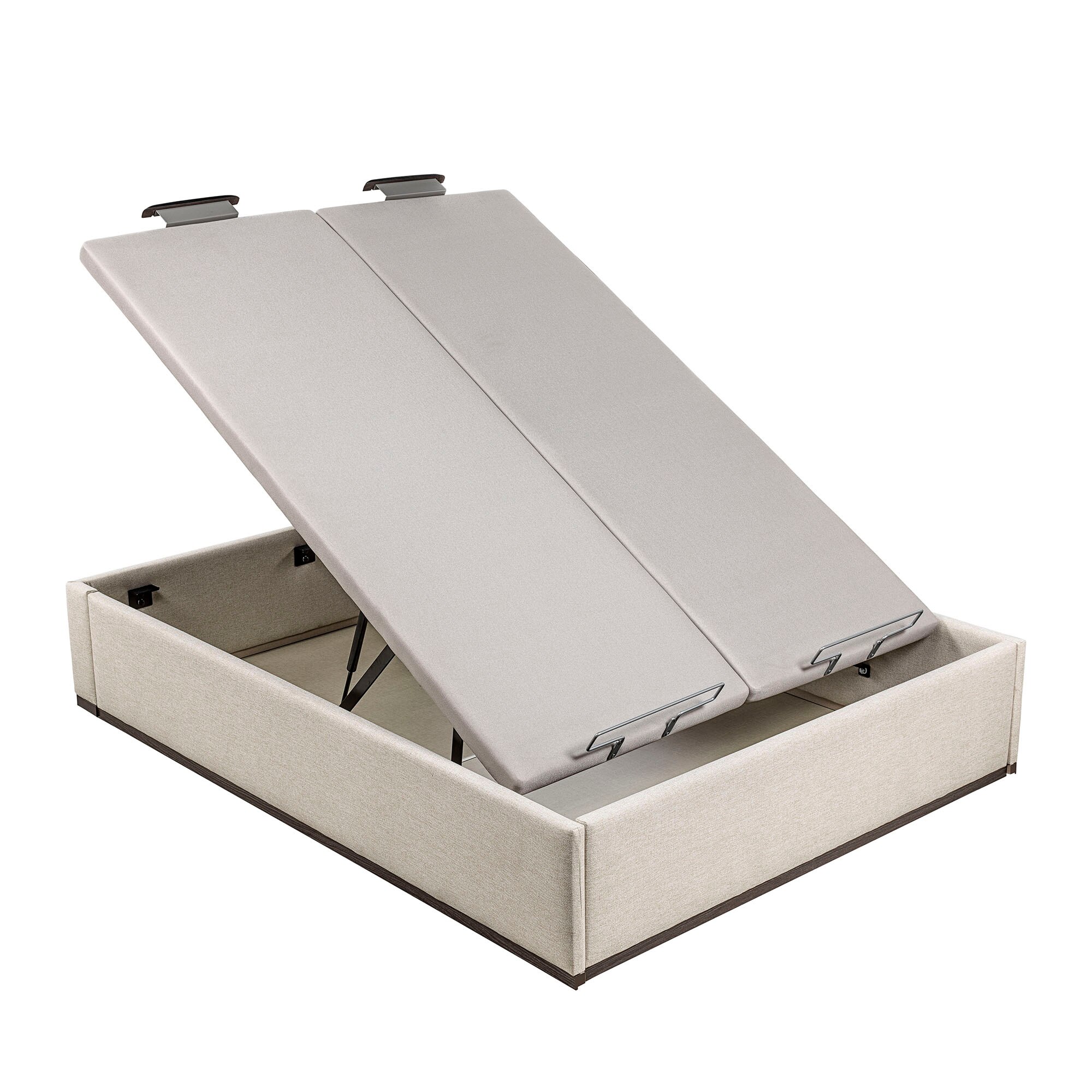 Canapé abatible en tela con 2 tapas Box Dekor MDF Lattoflex - Arena oscuro Cama 150 x 200 cm Arena oscuro-2