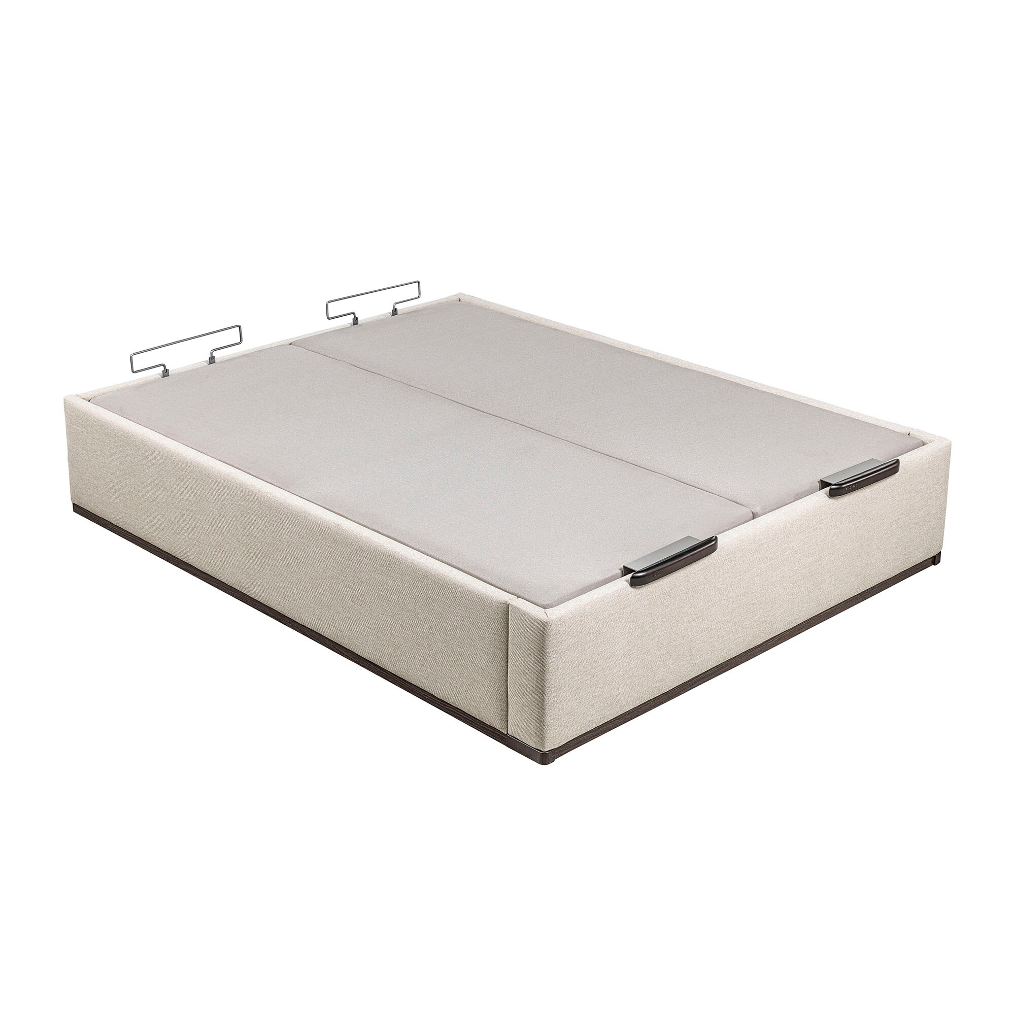 Canapé abatible en tela con 2 tapas Box Dekor MDF Lattoflex - Arena oscuro Cama 150 x 200 cm Arena oscuro-3