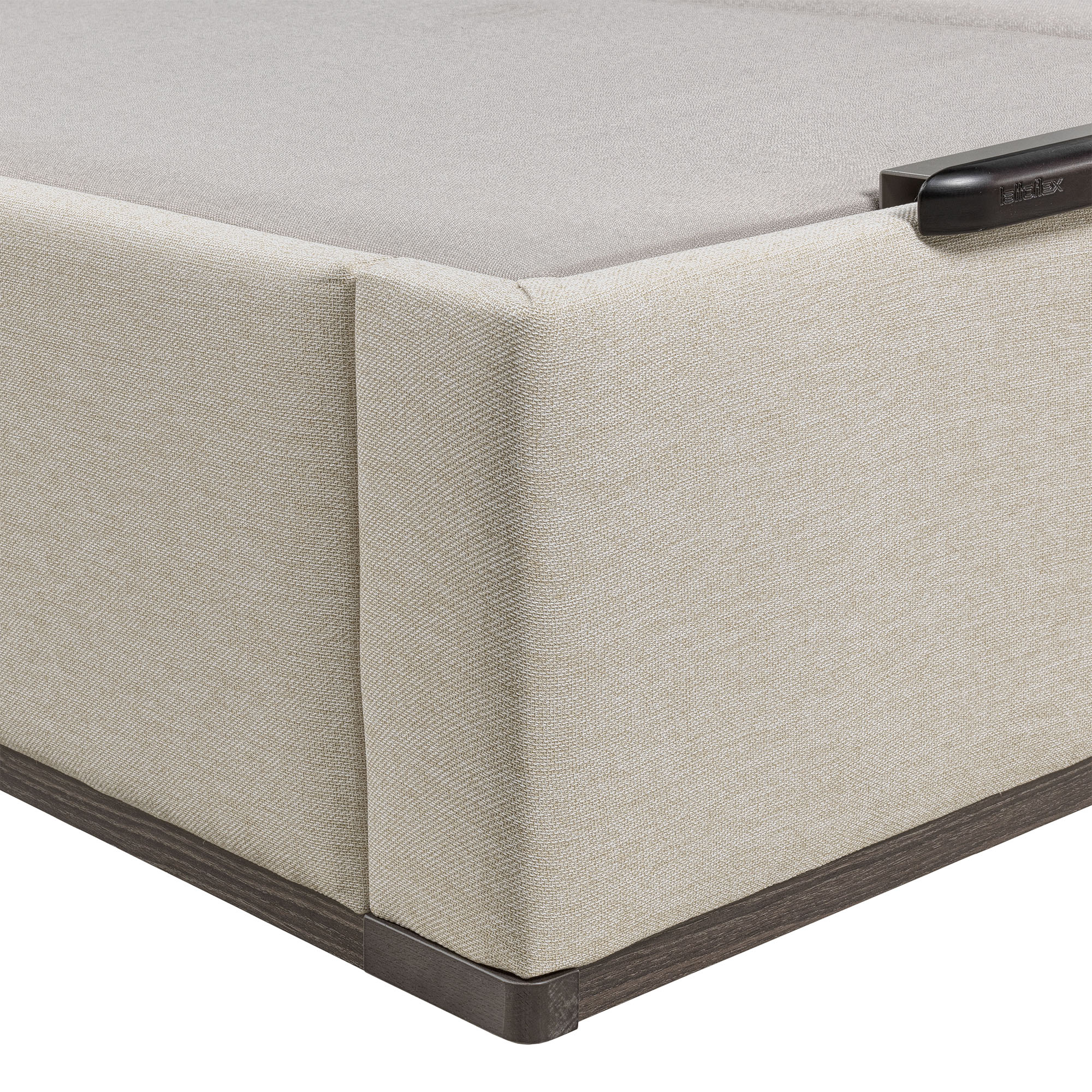 Canapé abatible en tela con 2 tapas Box Dekor MDF Lattoflex - Arena oscuro Cama 150 x 200 cm Arena oscuro-4