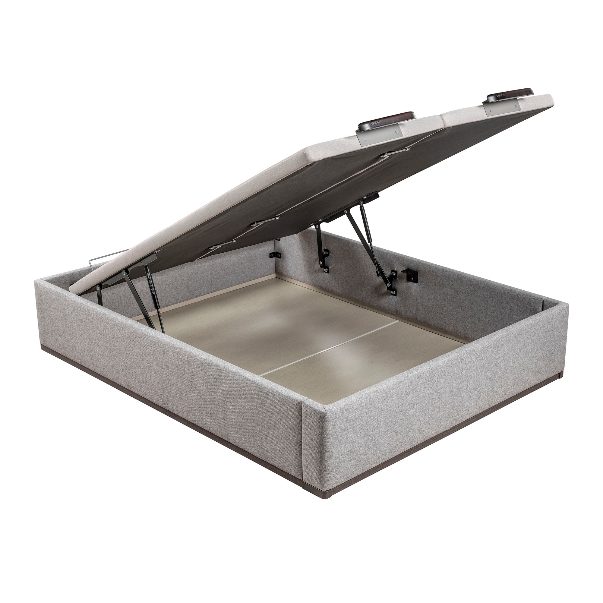 Canapé abatible en tela con 2 tapas Box Dekor MDF Lattoflex - Gris oscuro Cama 150 x 190 cm Gris oscuro-1