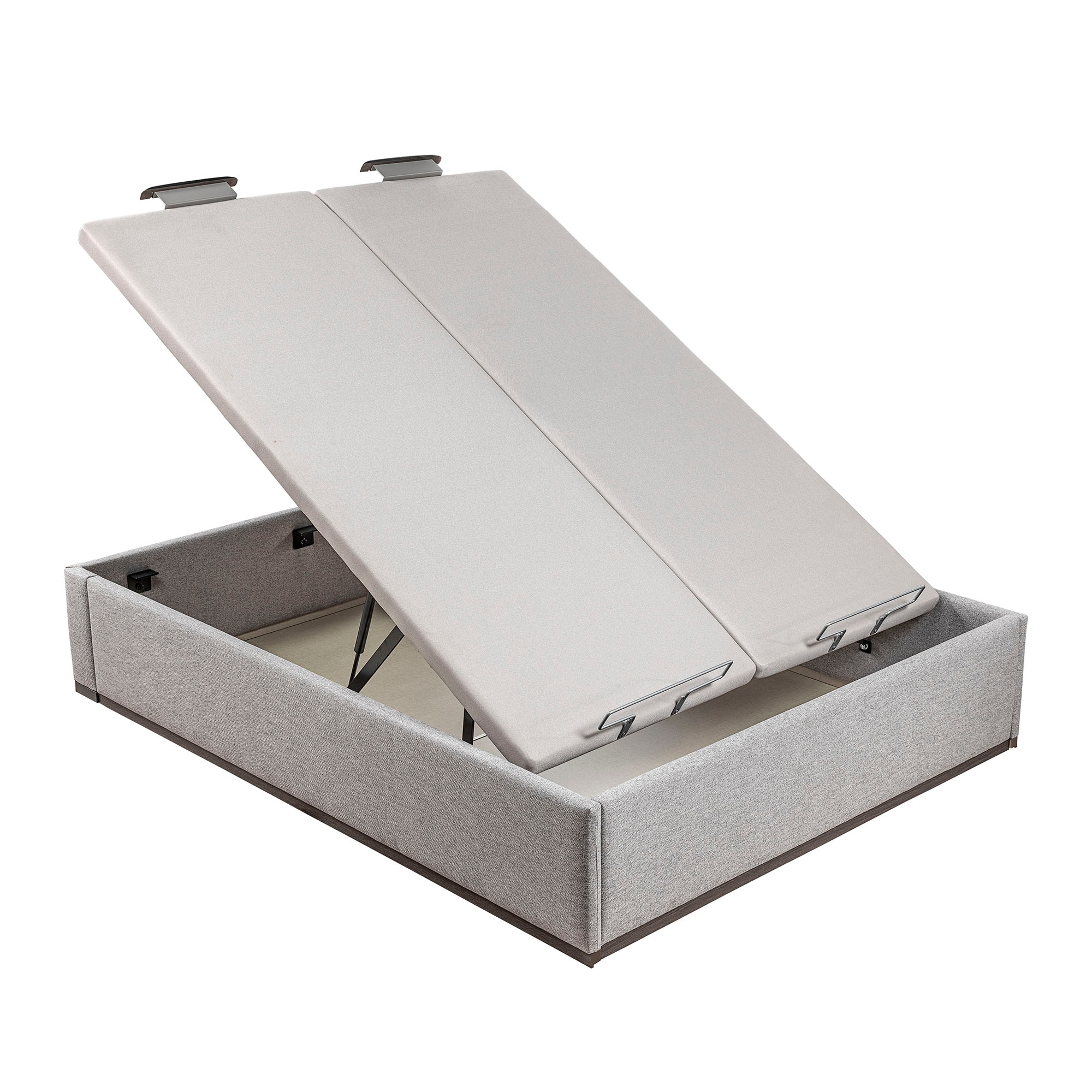 Canapé abatible en tela con 2 tapas Box Dekor MDF Lattoflex - Gris oscuro Cama 150 x 190 cm Gris oscuro-2
