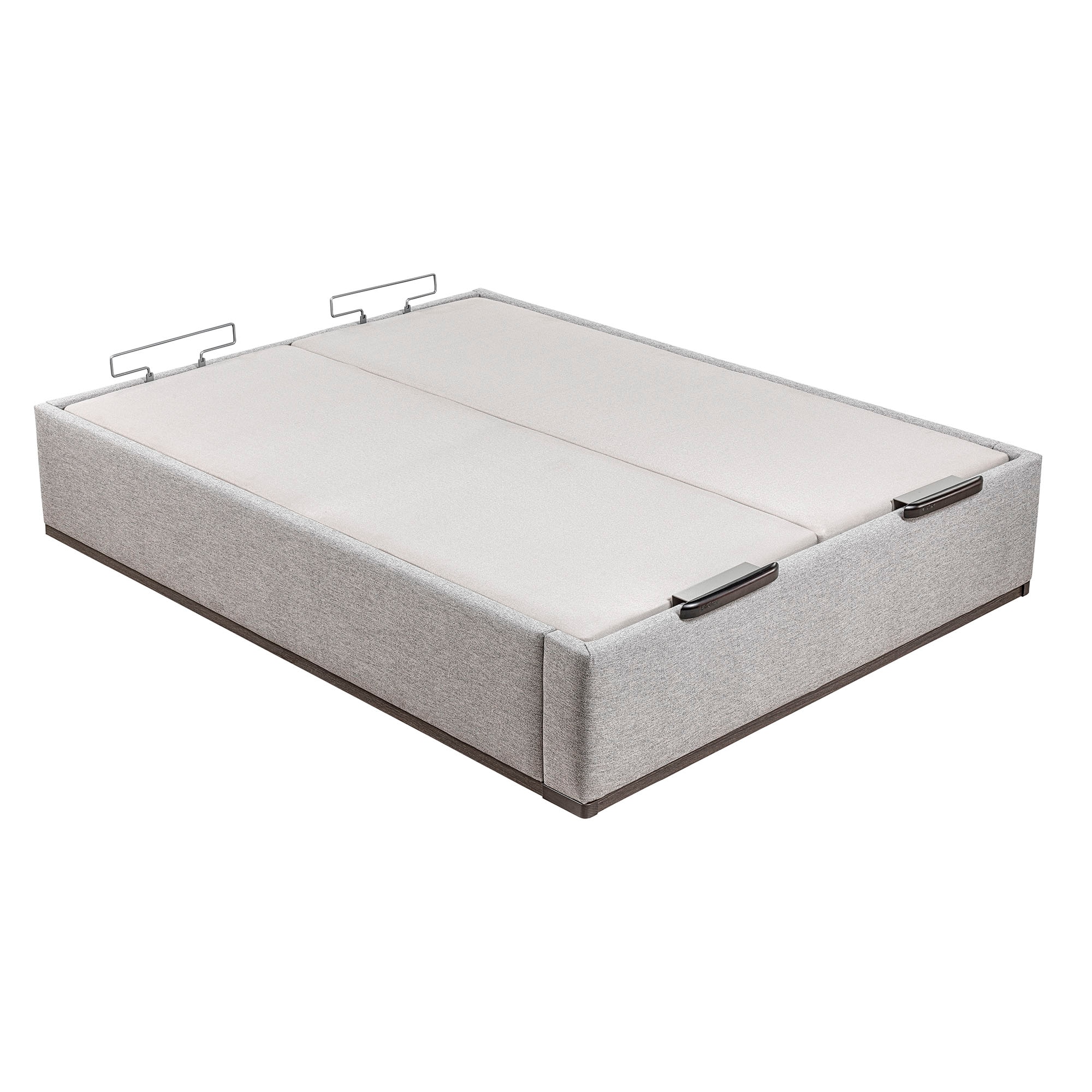 Canapé abatible en tela con 2 tapas Box Dekor MDF Lattoflex - Gris oscuro Cama 150 x 190 cm Gris oscuro-3