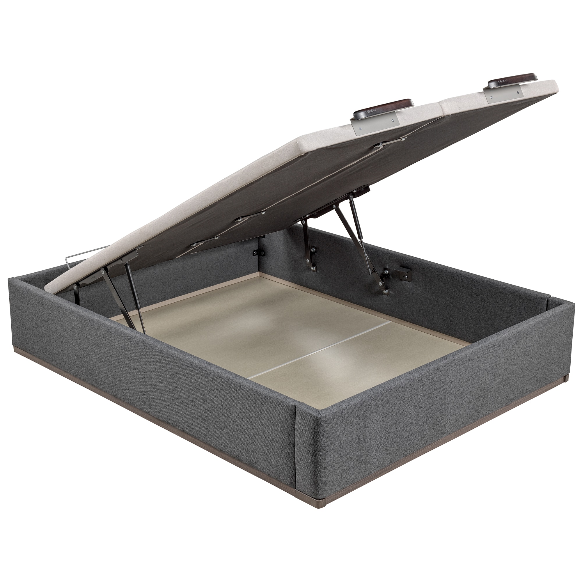 Canapé abatible en tela con 2 tapas Box Dekor MDF Lattoflex - Antracita oscuro Cama 150 x 200 cm Antracita oscuro-1