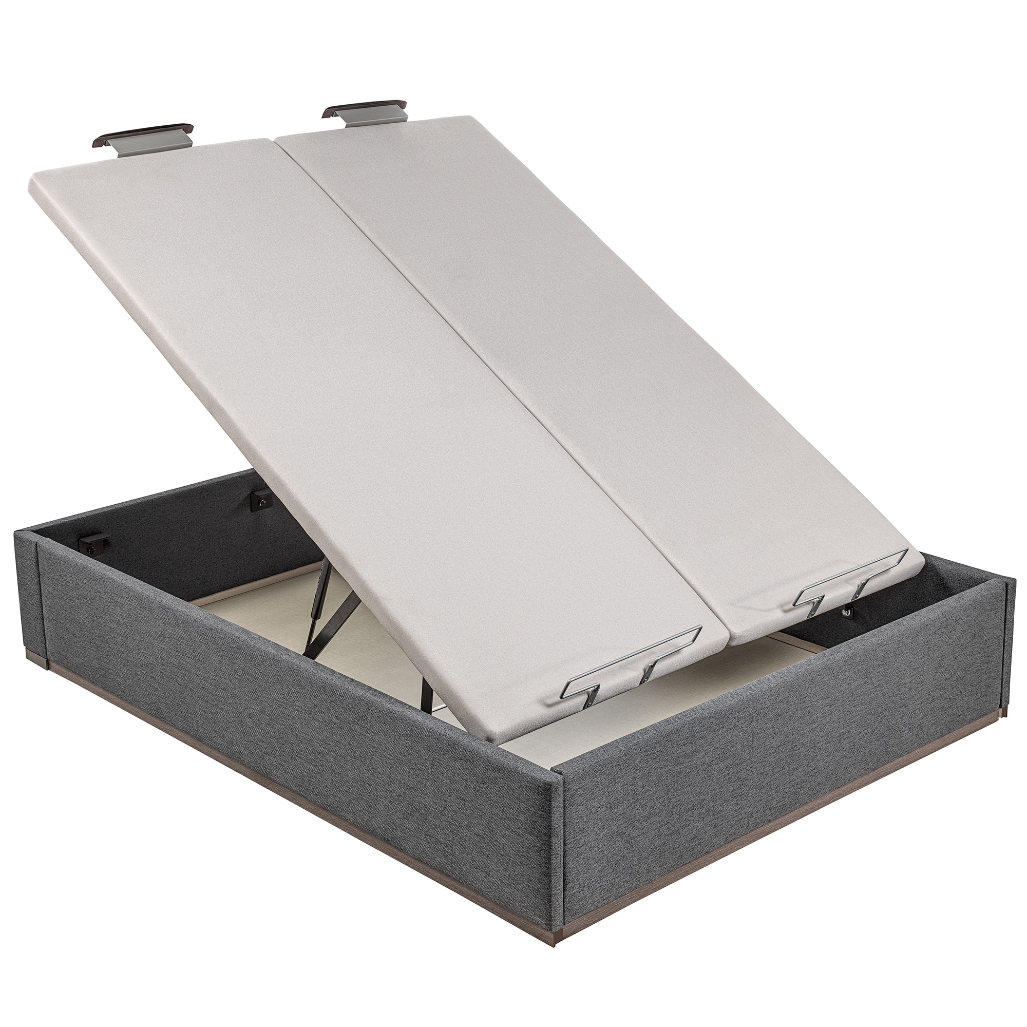 Canapé abatible en tela con 2 tapas Box Dekor MDF Lattoflex - Antracita oscuro Cama 150 x 200 cm Antracita oscuro-2