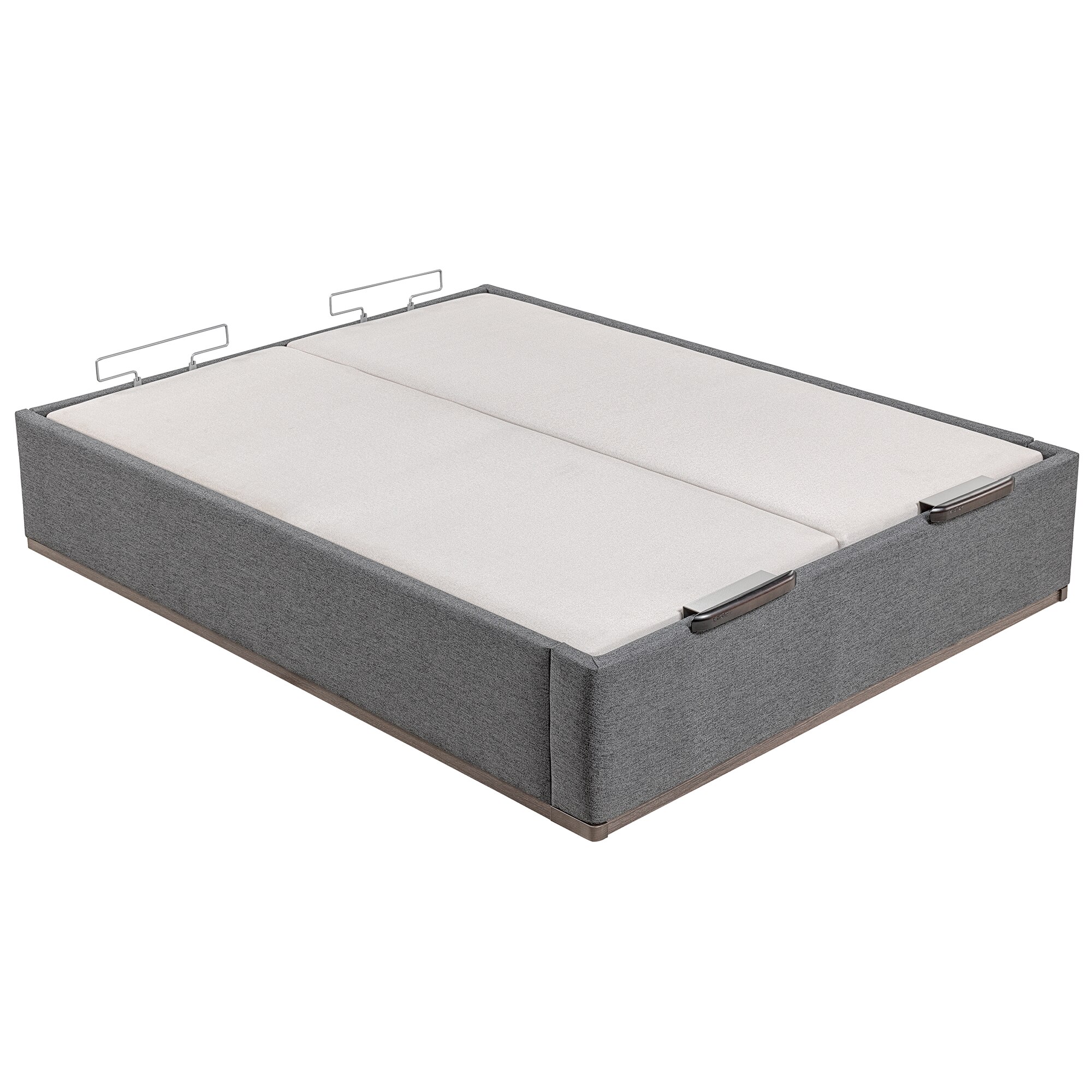 Canapé abatible en tela con 2 tapas Box Dekor MDF Lattoflex - Antracita oscuro Cama 150 x 200 cm Antracita oscuro-3