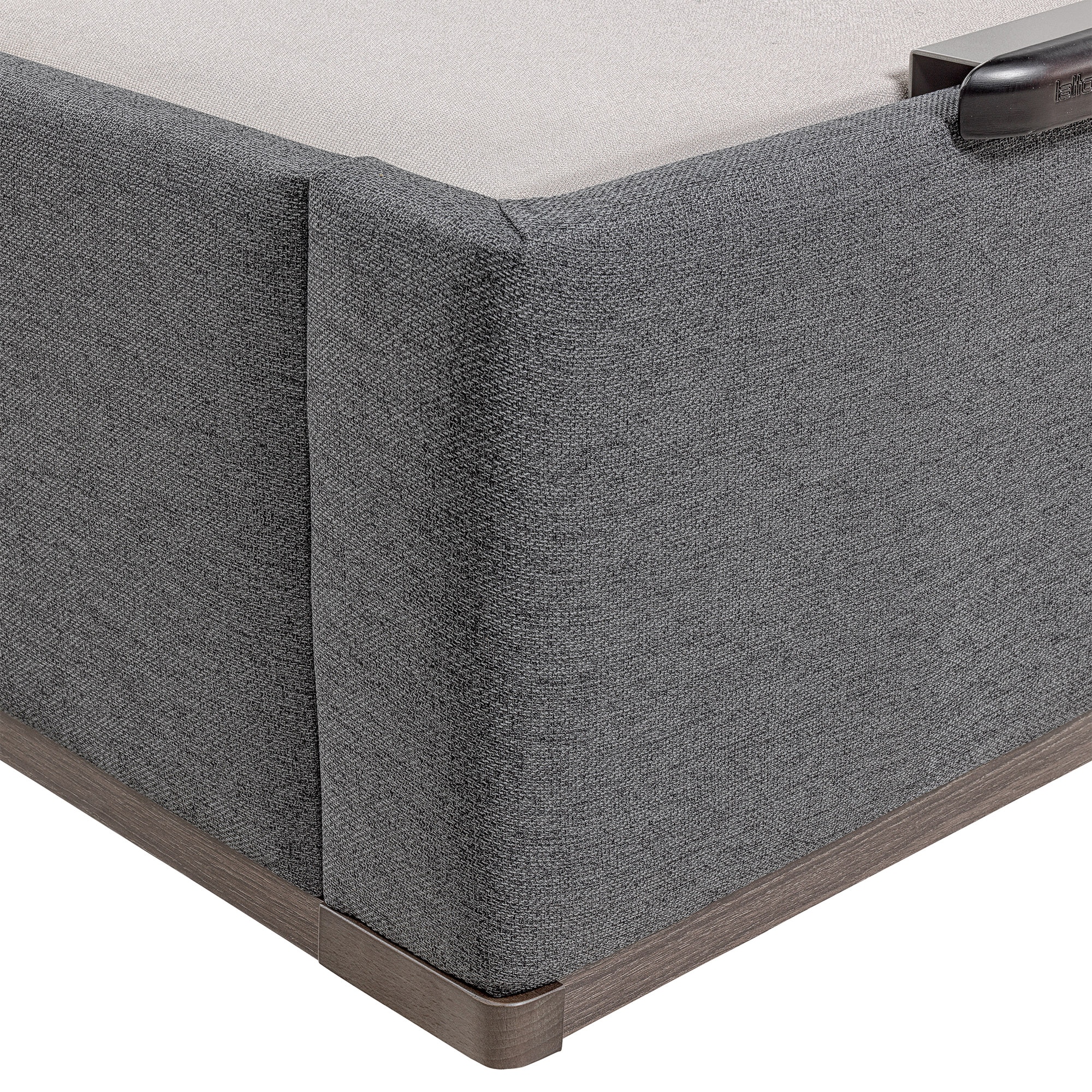 Canapé abatible en tela con 2 tapas Box Dekor MDF Lattoflex - Antracita oscuro Cama 150 x 200 cm Antracita oscuro-4