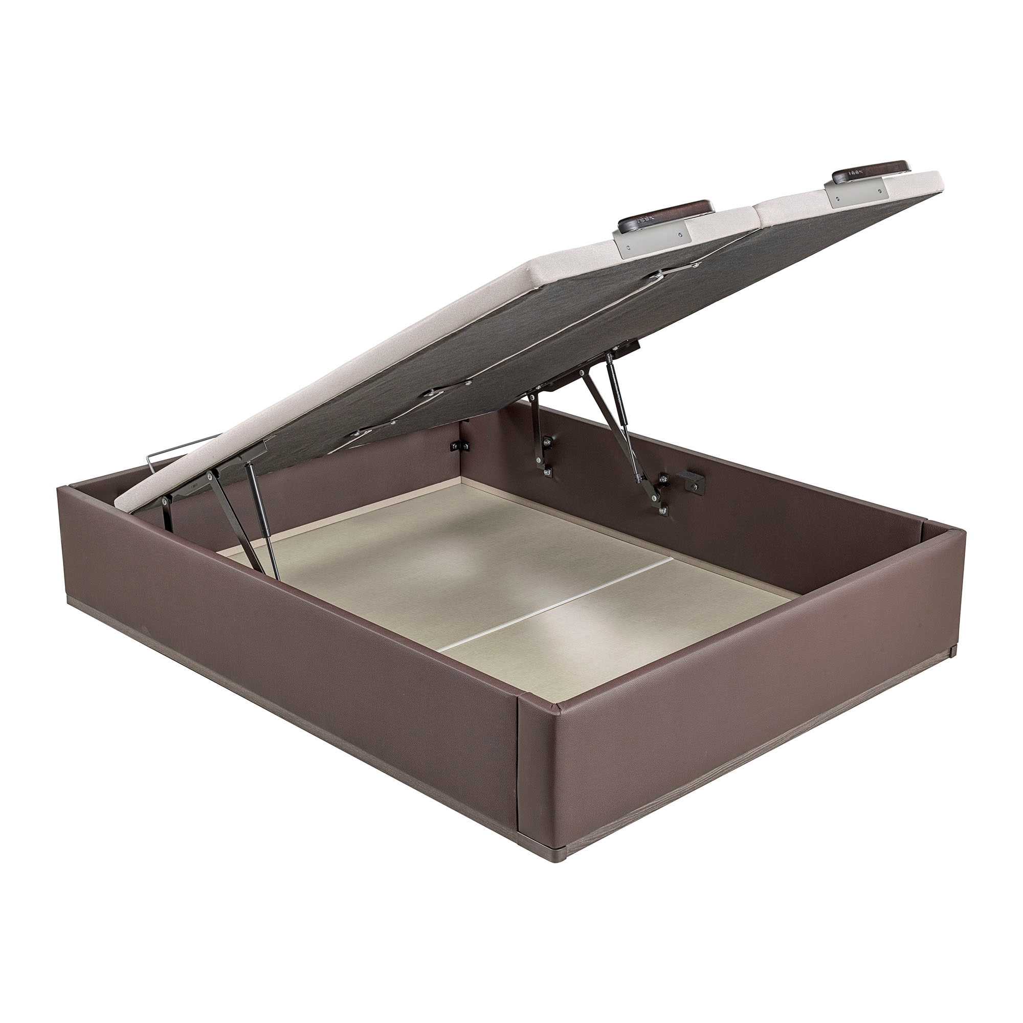 Canapé abatible en polipiel con 2 tapas Box Dekor MDF Lattoflex - Wengué Cama 150 x 190 cm Wengué-1