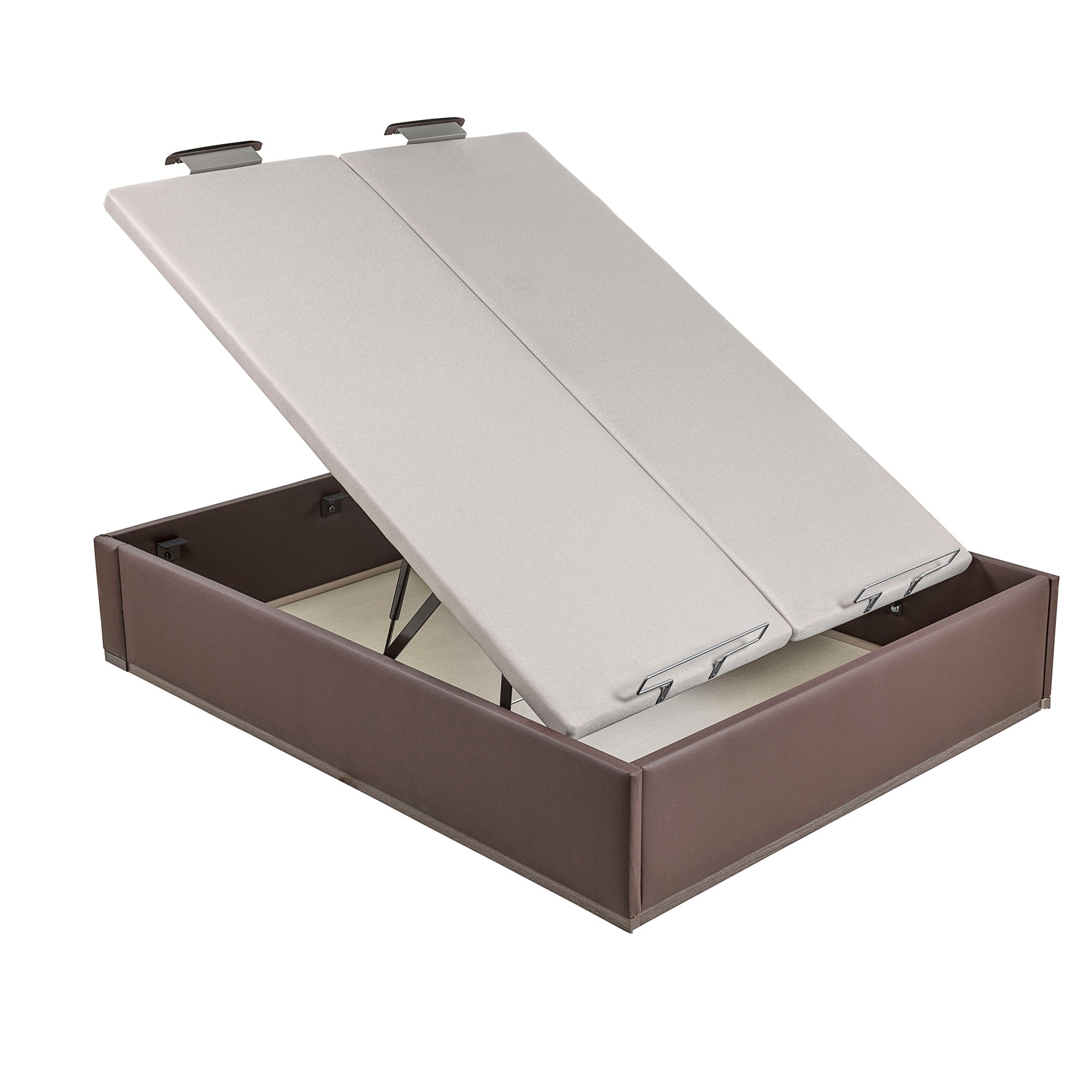 Canapé abatible en polipiel con 2 tapas Box Dekor MDF Lattoflex - Wengué Cama 150 x 190 cm Wengué-2