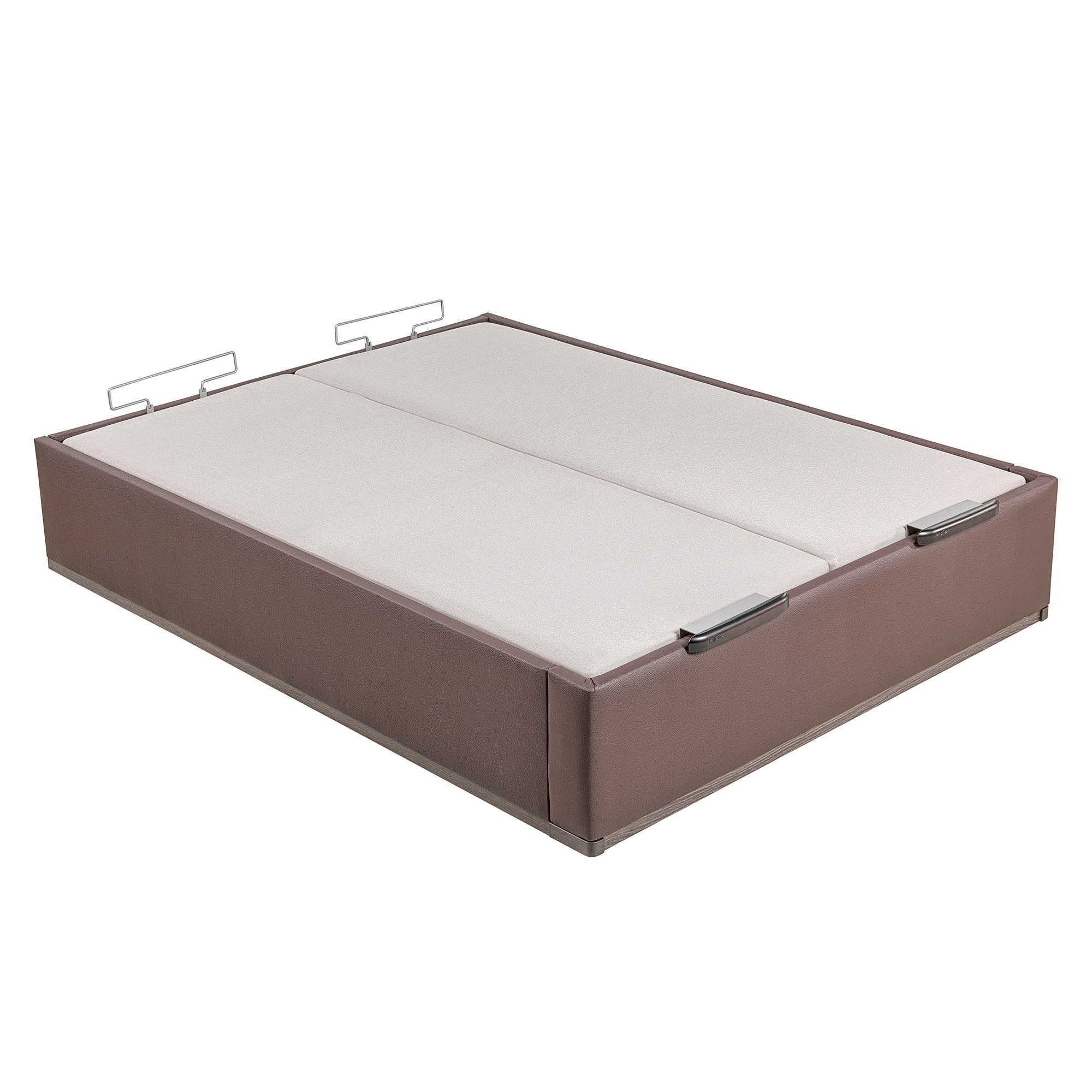 Canapé abatible en polipiel con 2 tapas Box Dekor MDF Lattoflex - Wengué Cama 150 x 190 cm Wengué-3
