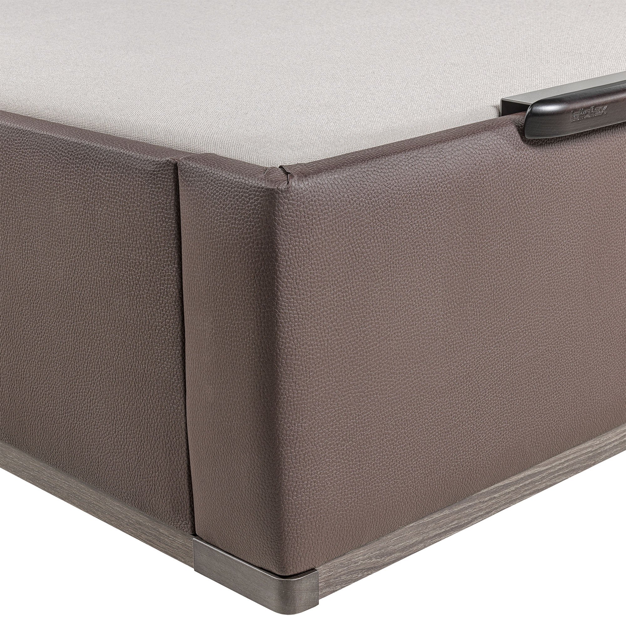 Canapé abatible en polipiel con 2 tapas Box Dekor MDF Lattoflex - Wengué Cama 150 x 190 cm Wengué-4
