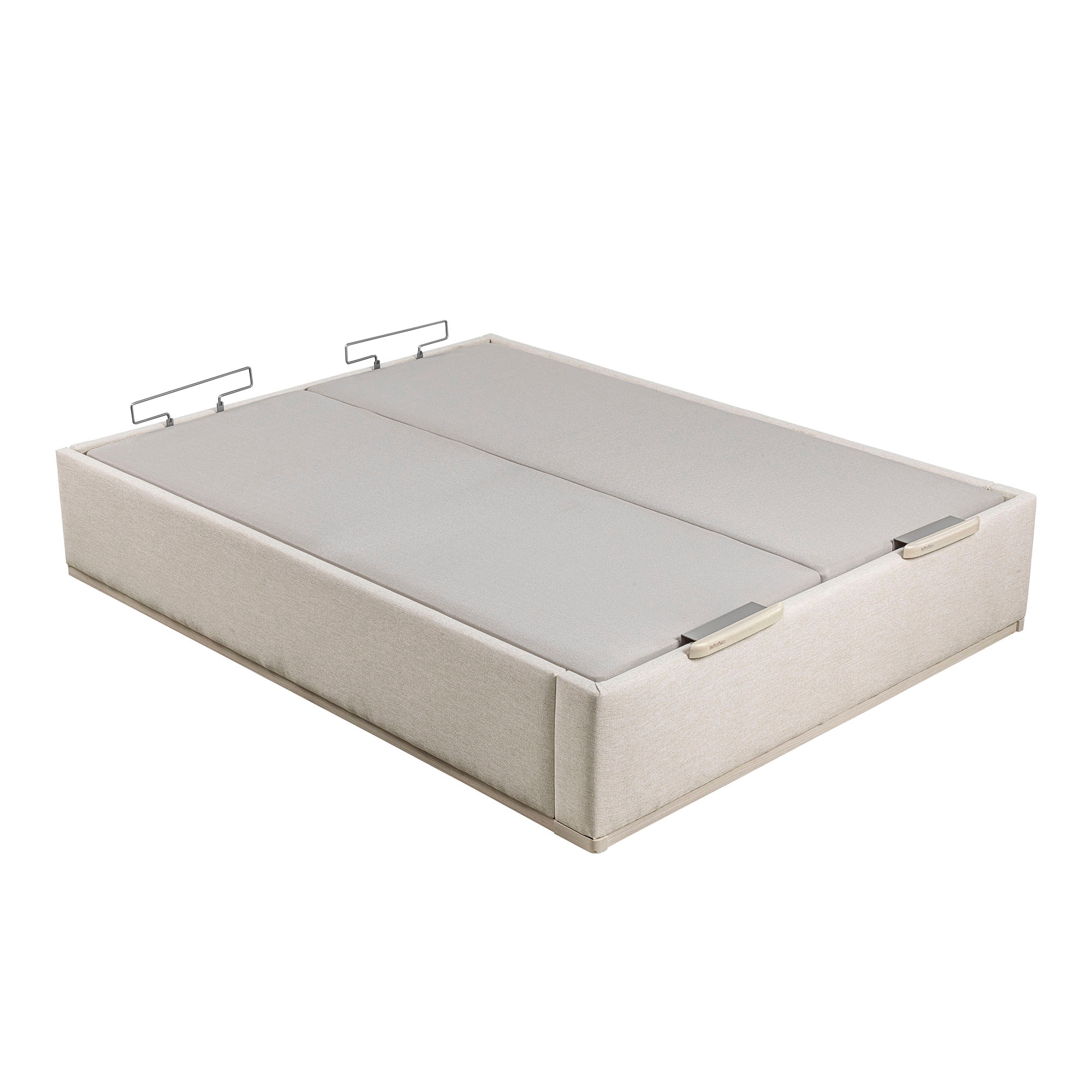 Canapé abatible en tela con 2 tapas Box Dekor MDF Lattoflex - Arena claro Cama 150 x 200 cm Arena claro-3