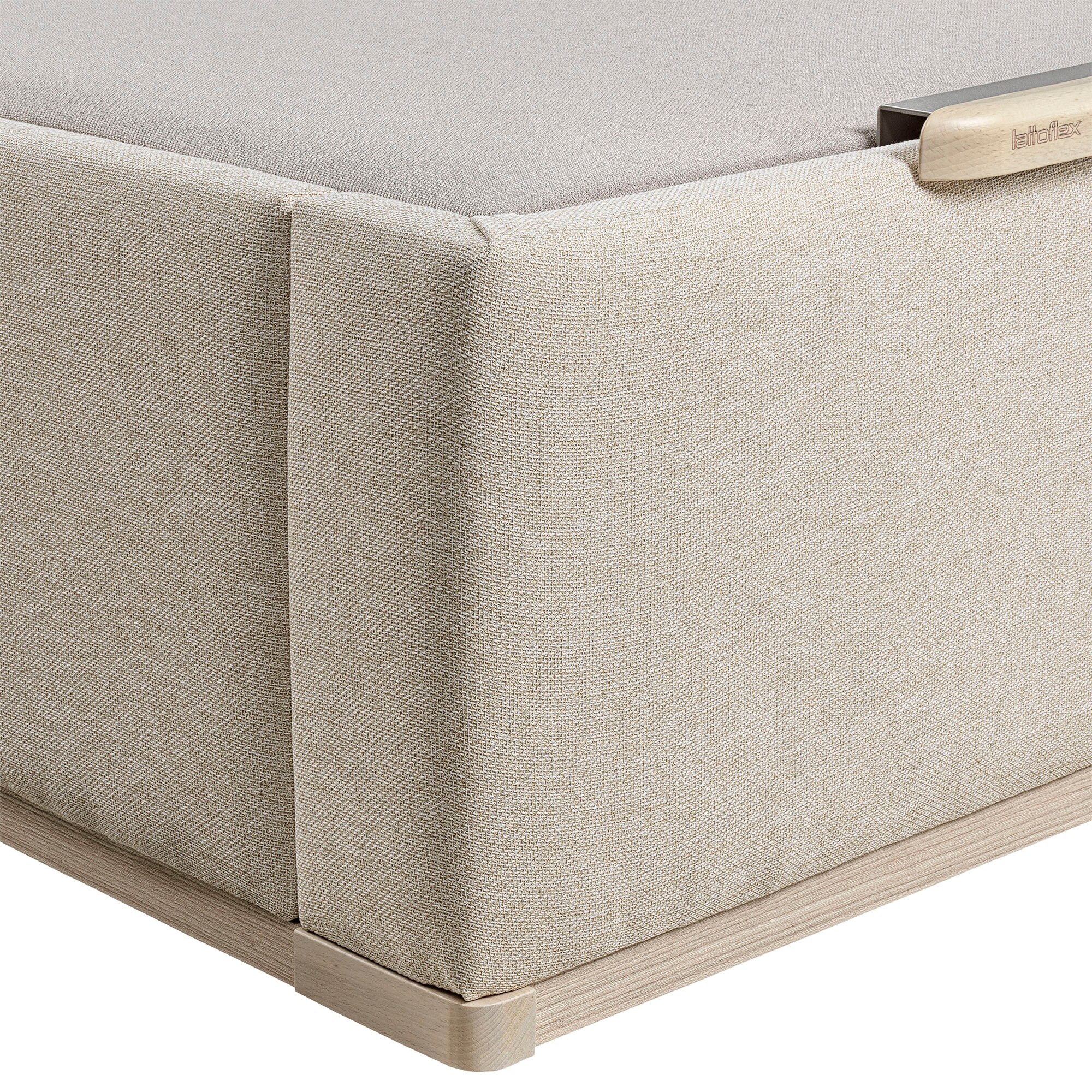 Canapé abatible en tela con 2 tapas Box Dekor MDF Lattoflex - Arena claro Cama 150 x 200 cm Arena claro-4