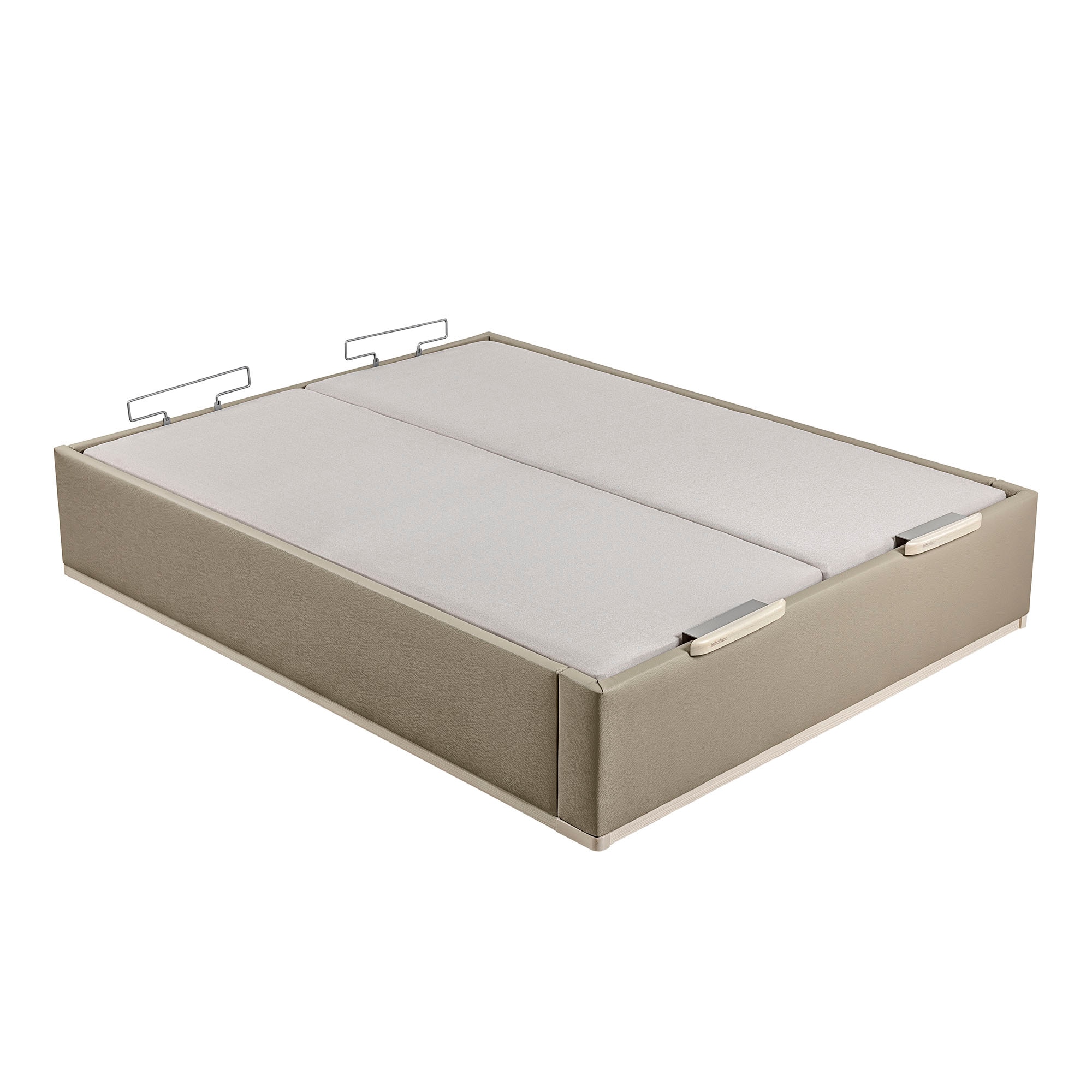 Canapé abatible en polipiel con 2 tapas Box Dekor MDF Lattoflex - Visón claro Cama 150 x 190 cm Visón claro-3