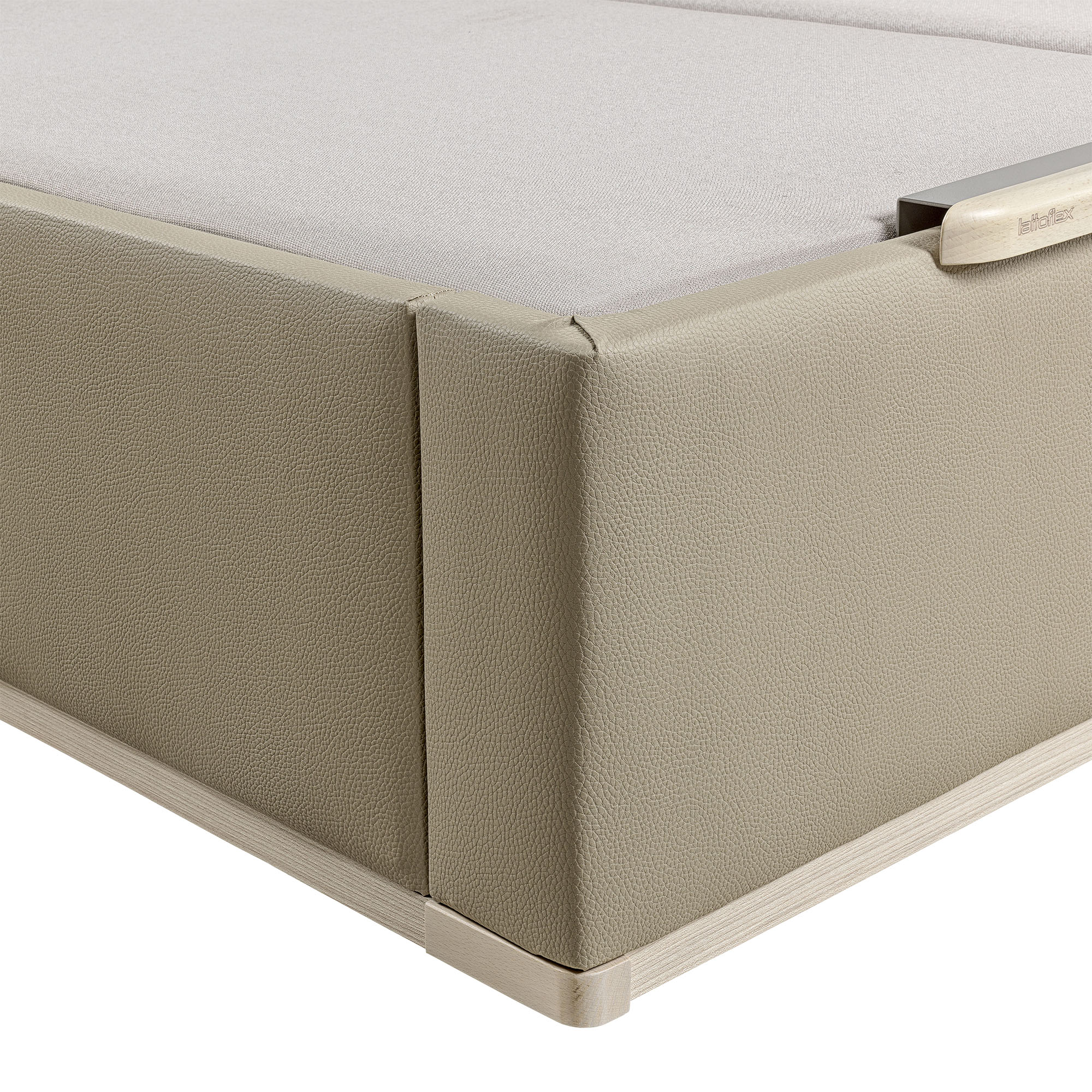 Canapé abatible en polipiel con 2 tapas Box Dekor MDF Lattoflex - Visón claro Cama 150 x 190 cm Visón claro-4