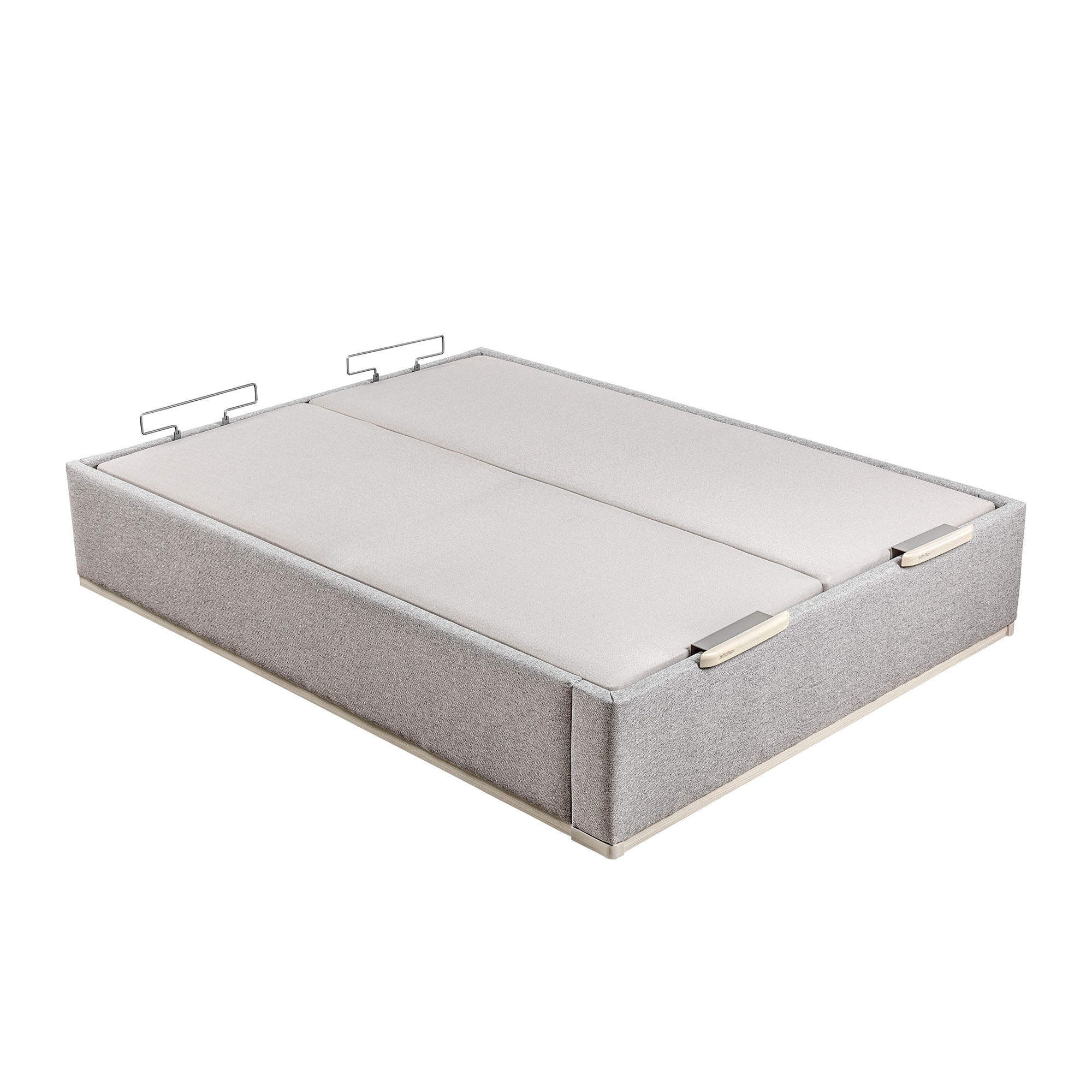 Canapé abatible en tela con 2 tapas Box Dekor MDF Lattoflex - Gris claro Cama 150 x 200 cm Gris claro-3