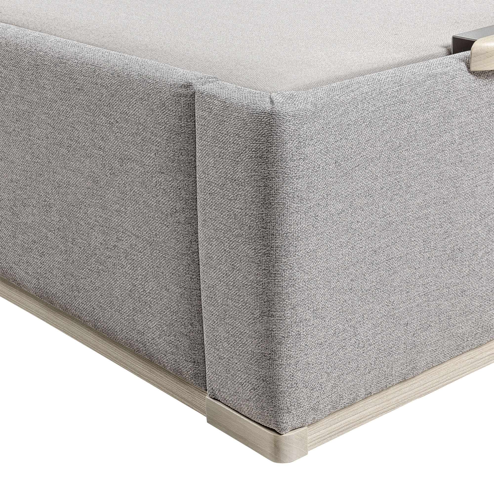 Canapé abatible en tela con 2 tapas Box Dekor MDF Lattoflex - Gris claro Cama 150 x 200 cm Gris claro-4