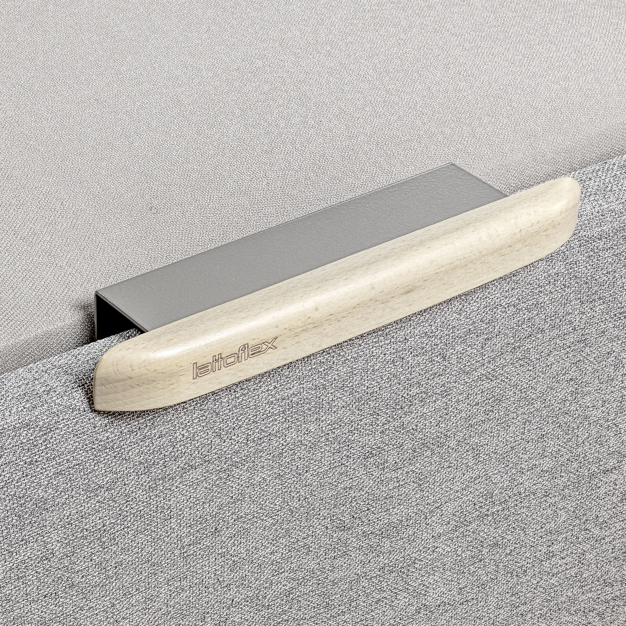 Canapé abatible en tela con 2 tapas Box Dekor MDF Lattoflex - Gris claro Cama 150 x 200 cm Gris claro-5