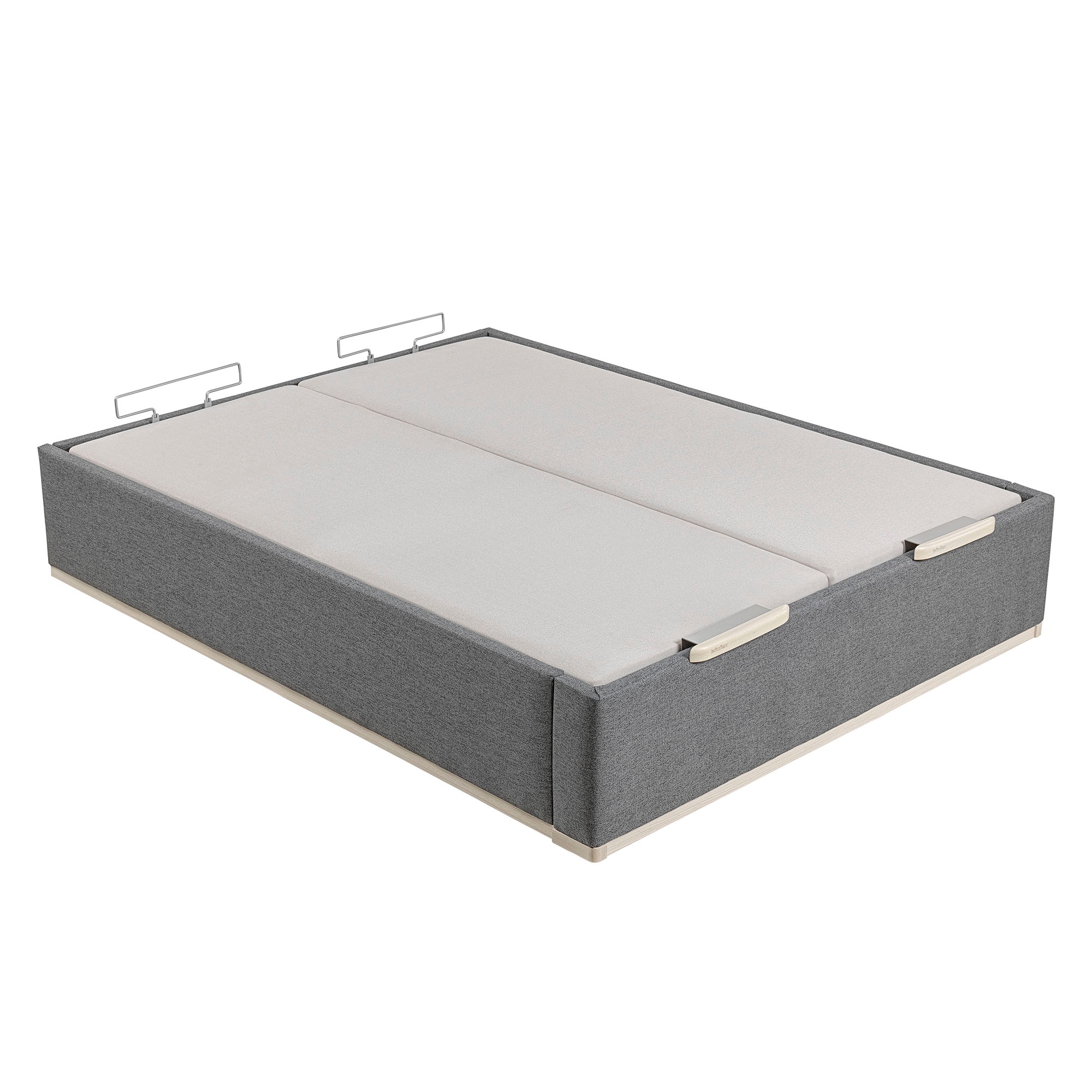 Canapé abatible en tela con 2 tapas Box Dekor MDF Lattoflex - Antracita claro Cama 150 x 200 cm Antracita claro-3