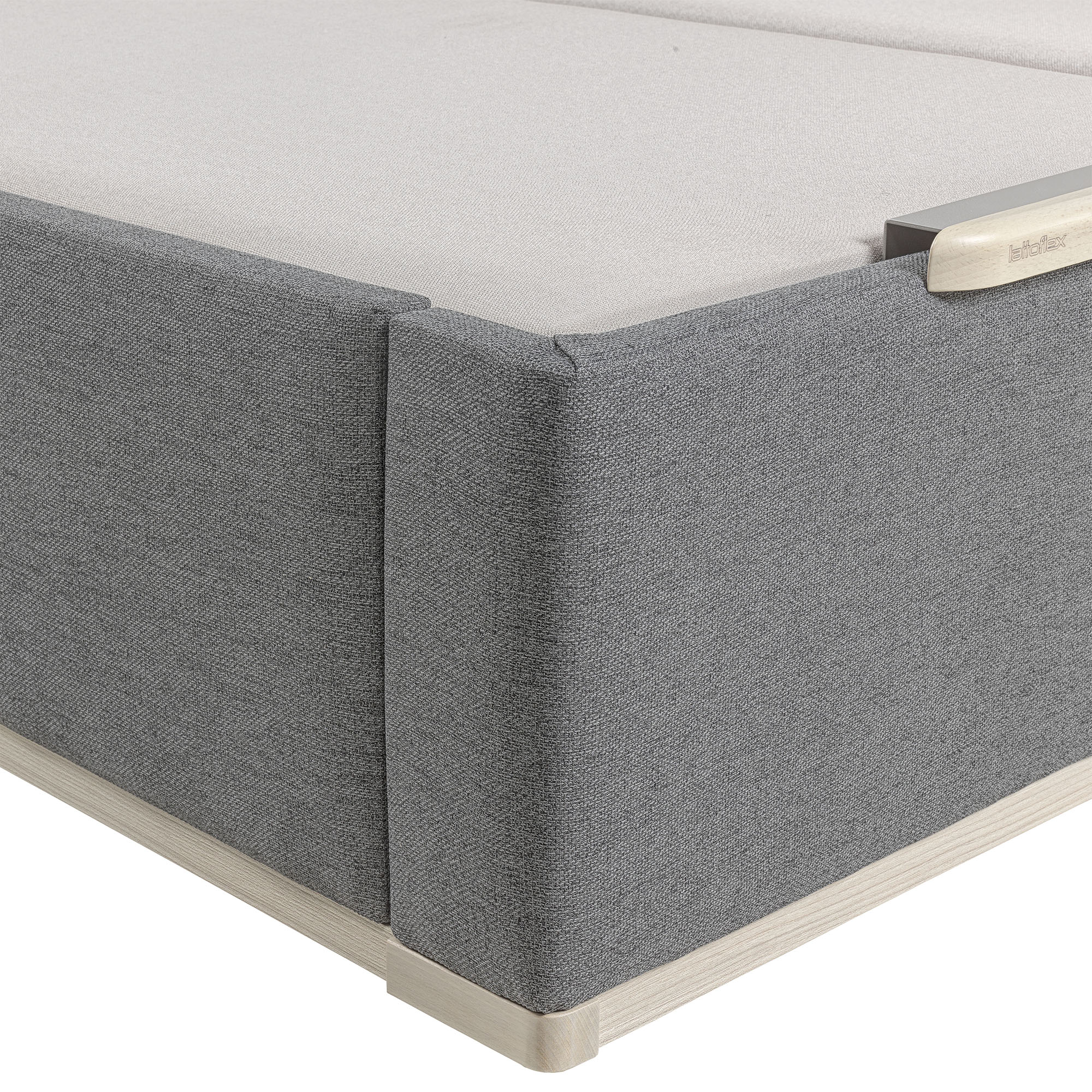 Canapé abatible en tela con 2 tapas Box Dekor MDF Lattoflex - Antracita claro Cama 150 x 200 cm Antracita claro-4