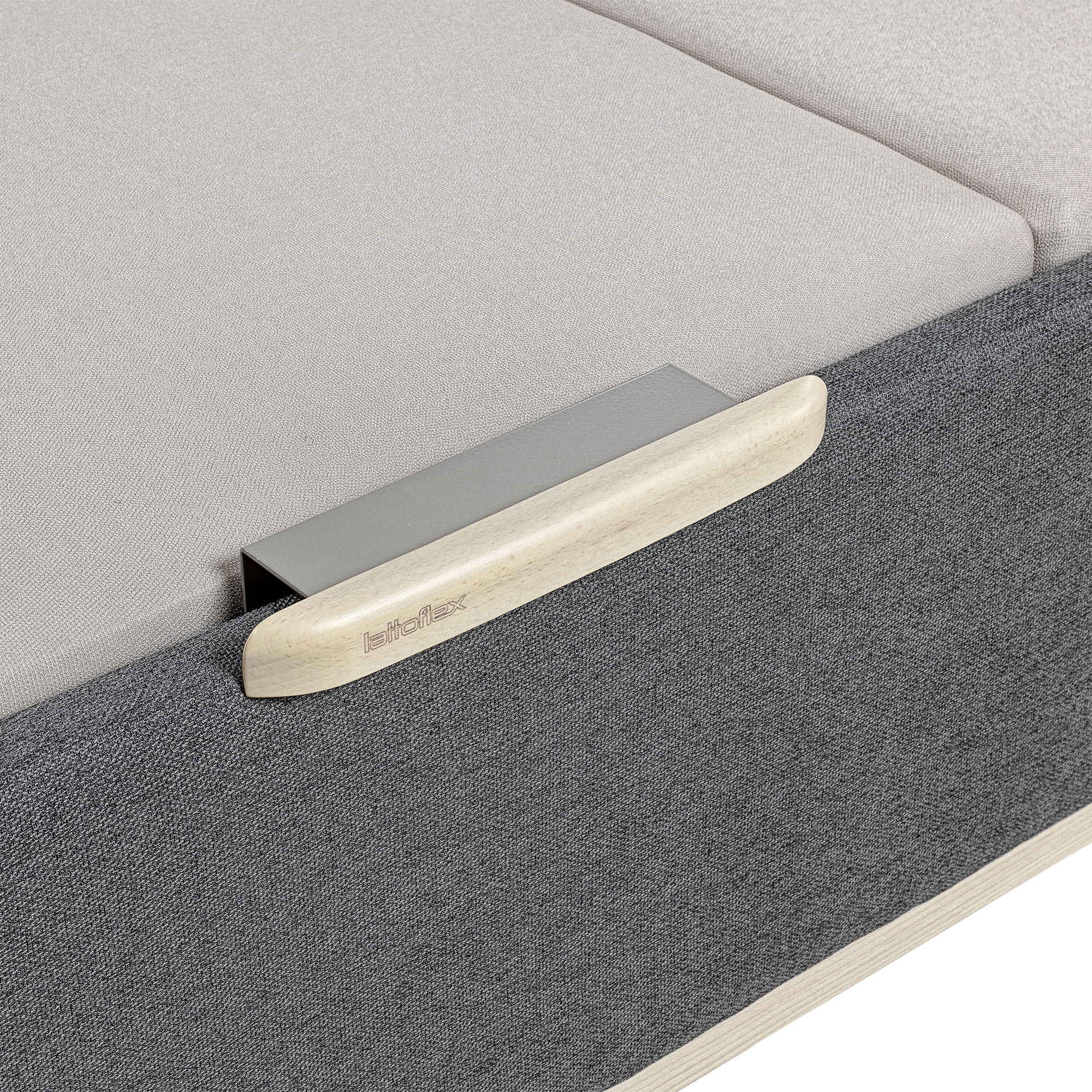 Canapé abatible en tela con 2 tapas Box Dekor MDF Lattoflex - Antracita claro Cama 150 x 200 cm Antracita claro-5