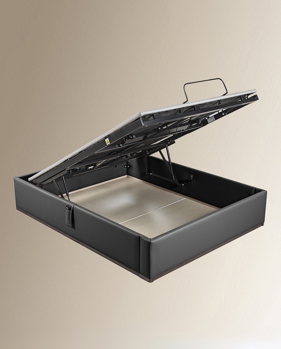 Imagen 2 de Canapé abatible articulado tapizado en polipiel Box Dekor Motion Lattoflex - Negro Cama 135 x 190 cm Negro
