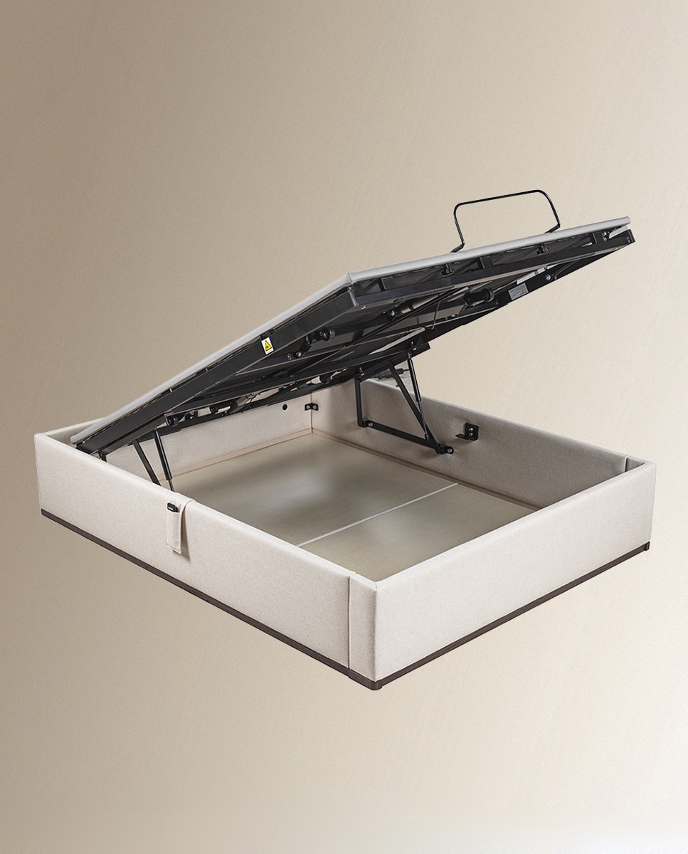 Imagen 2 de Canapé abatible articulado tapizado en tela Box Dekor Motion Lattoflex - Arena oscuro Cama 135 x 190 cm Arena oscuro