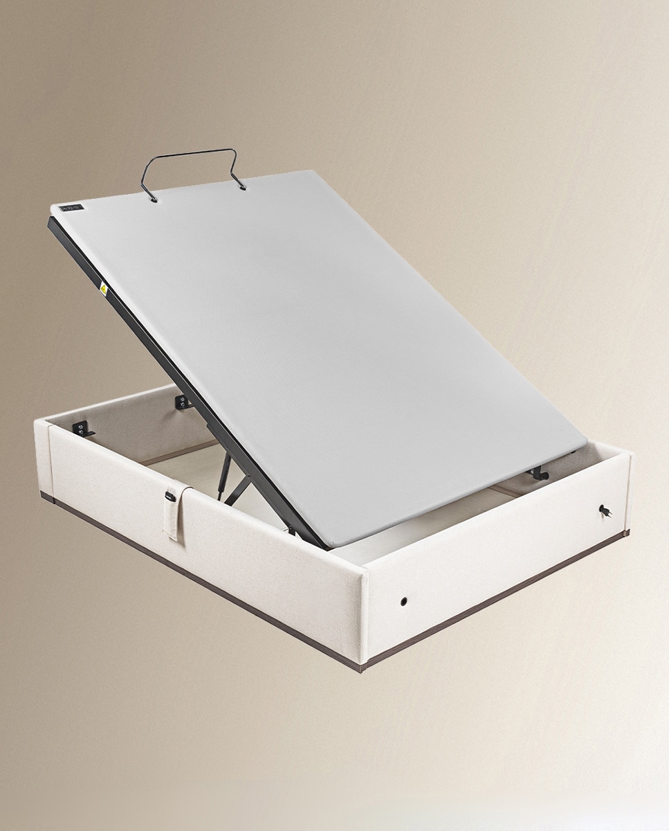 Imagen 3 de Canapé abatible articulado tapizado en tela Box Dekor Motion Lattoflex - Arena oscuro Cama 135 x 190 cm Arena oscuro