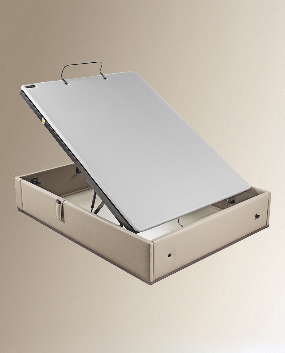 Imagen 3 de Canapé abatible articulado tapizado en polipiel Box Dekor Motion Lattoflex - Visón oscuro Cama 135 x 190 cm Visón oscuro