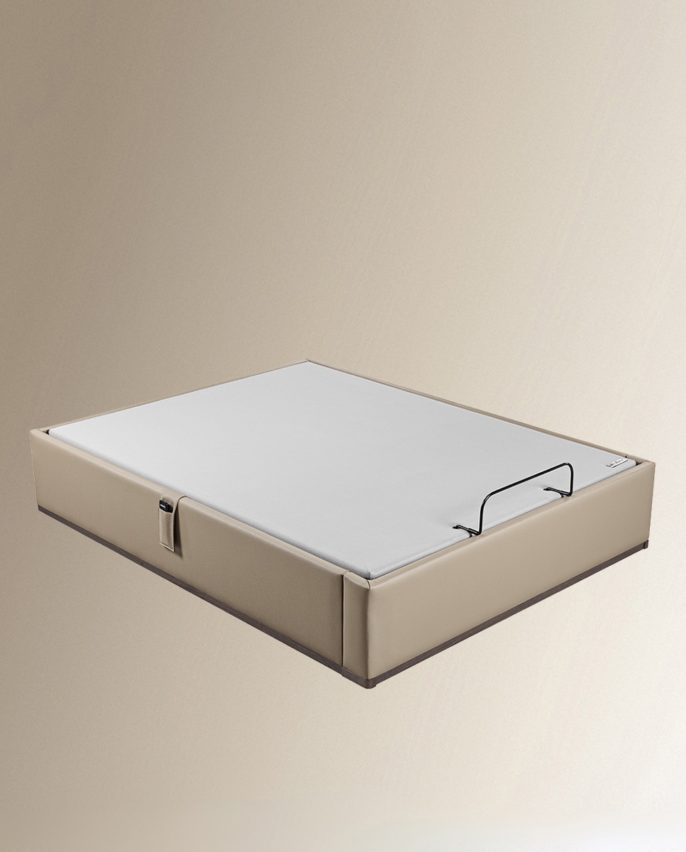 Imagen 4 de Canapé abatible articulado tapizado en polipiel Box Dekor Motion Lattoflex - Visón oscuro Cama 135 x 190 cm Visón oscuro