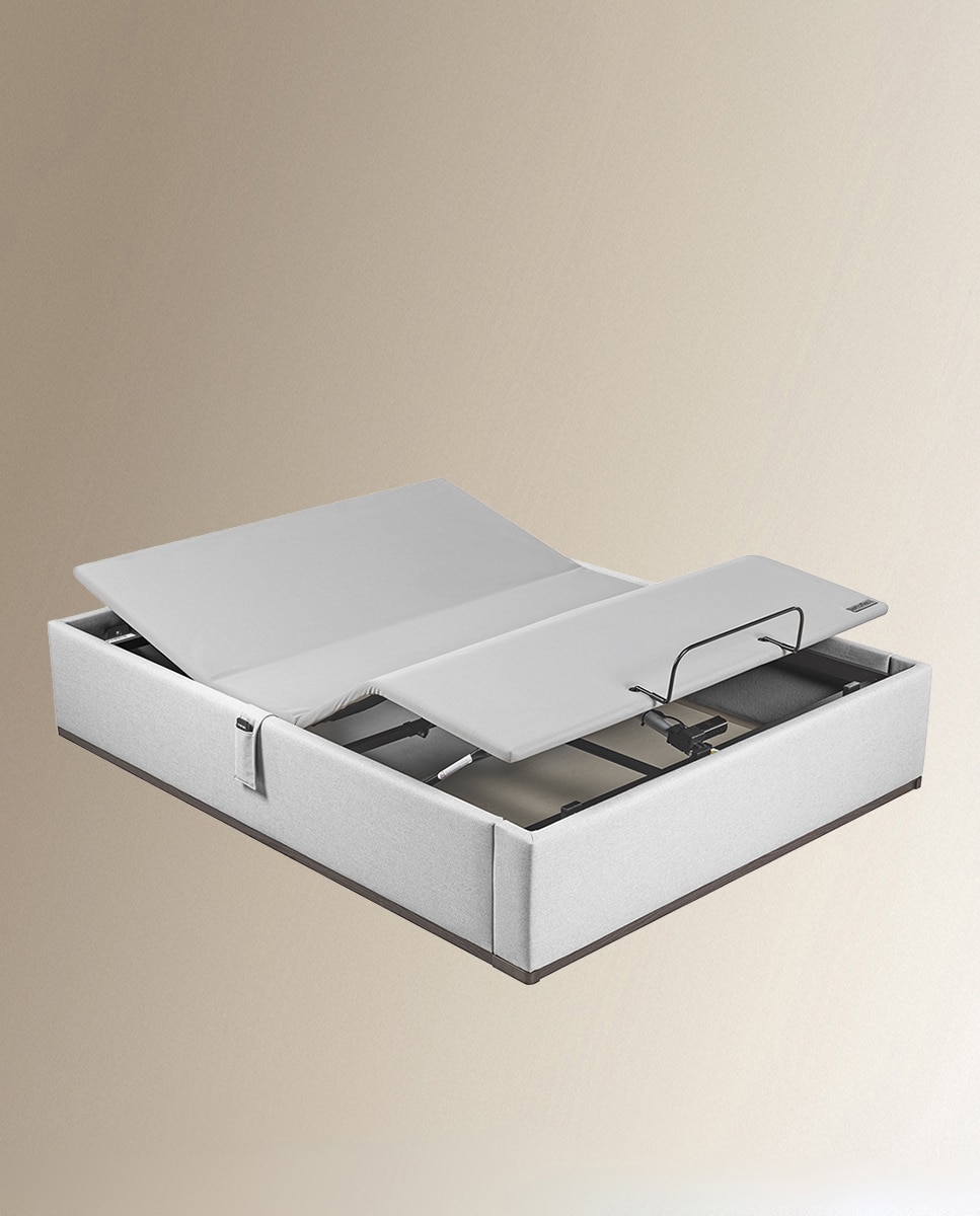 Canapé abatible articulado tapizado en tela Box Dekor Motion Lattoflex - Gris oscuro Cama 135 x 190 cm Gris oscuro-1