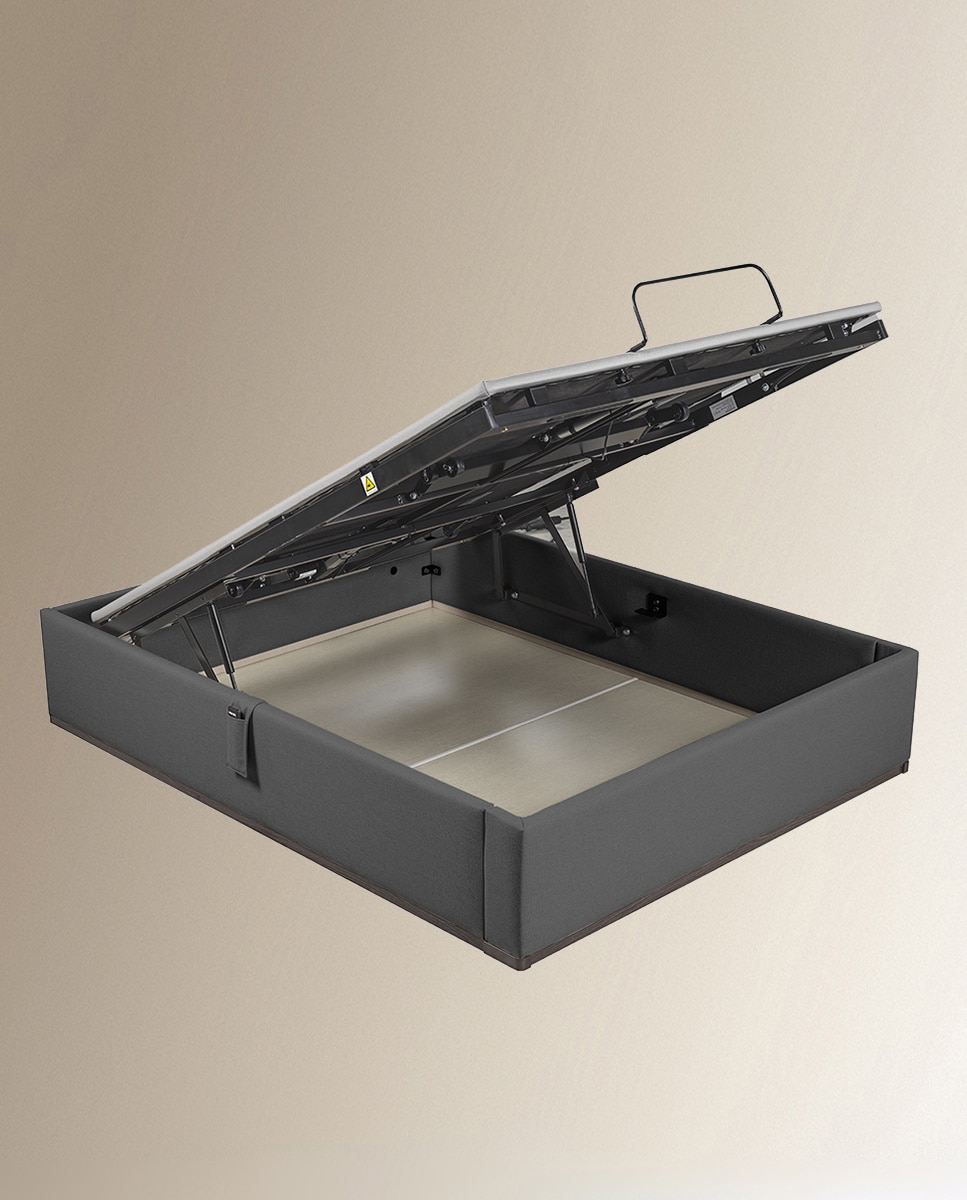 Imagen 2 de Canapé abatible articulado tapizado en tela Box Dekor Motion Lattoflex - Antracita oscuro Cama 135 x 190 cm Antracita oscuro