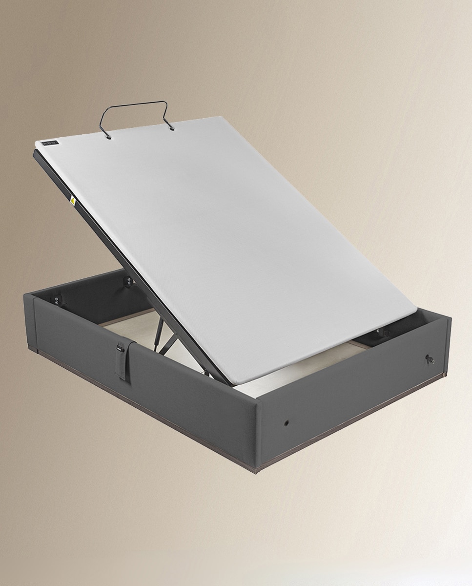 Imagen 3 de Canapé abatible articulado tapizado en tela Box Dekor Motion Lattoflex - Antracita oscuro Cama 135 x 190 cm Antracita oscuro