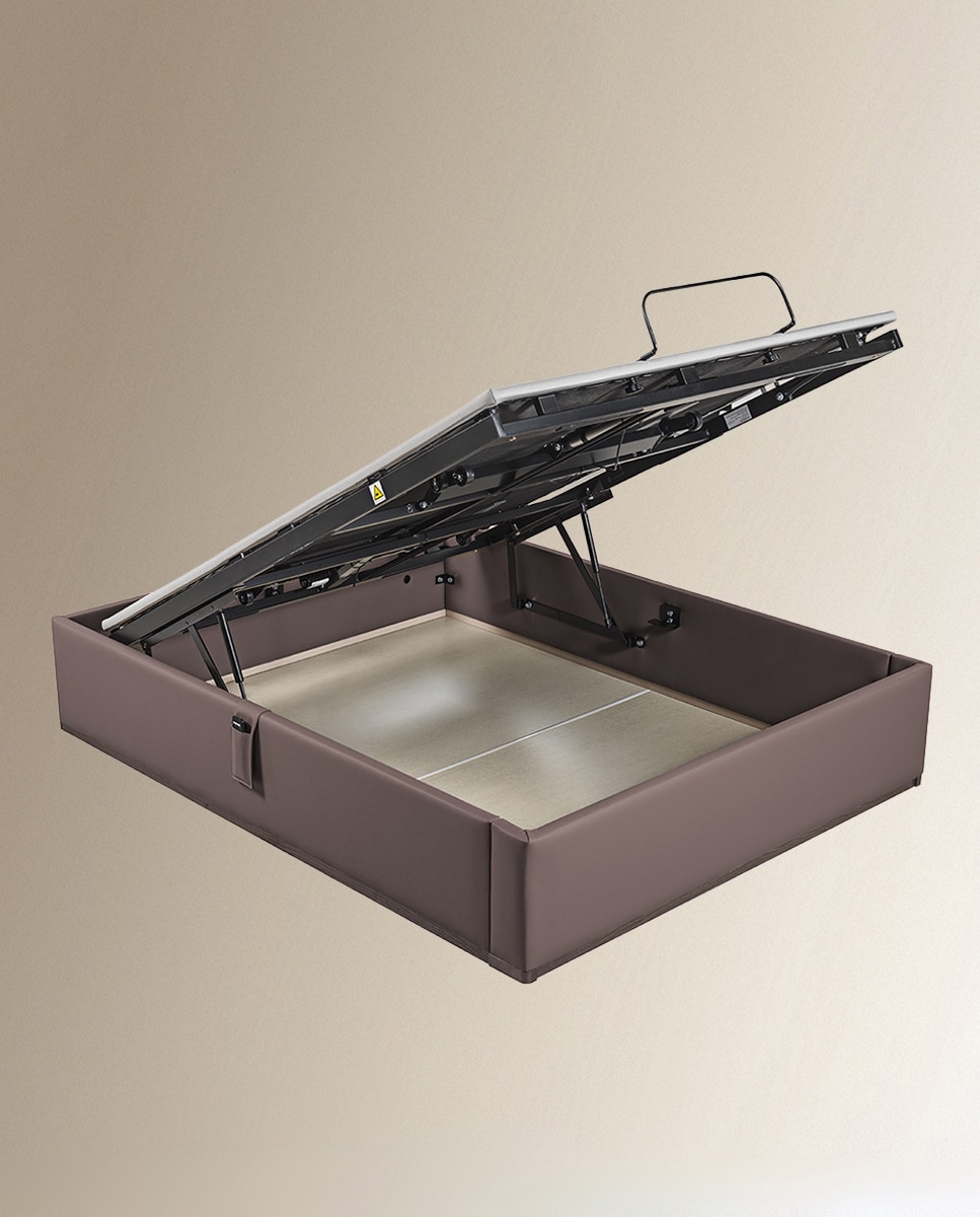 Imagen 2 de Canapé abatible articulado tapizado en polipiel Box Dekor Motion Lattoflex - Wengué Cama 135 x 190 cm Wengué