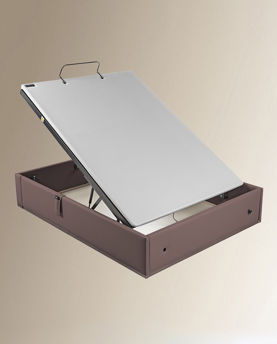 Imagen 3 de Canapé abatible articulado tapizado en polipiel Box Dekor Motion Lattoflex - Wengué Cama 135 x 190 cm Wengué