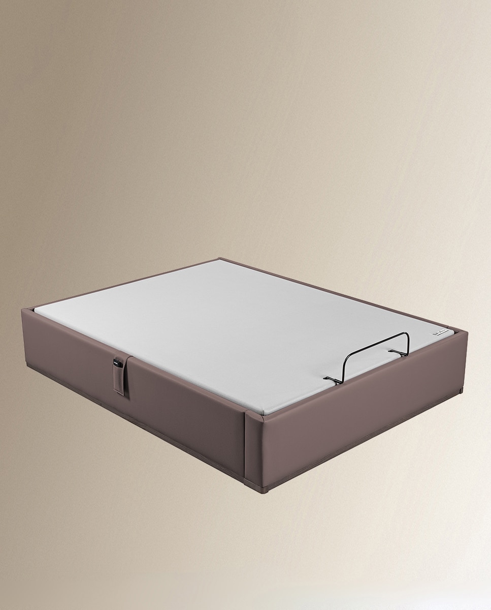 Imagen 4 de Canapé abatible articulado tapizado en polipiel Box Dekor Motion Lattoflex - Wengué Cama 135 x 190 cm Wengué