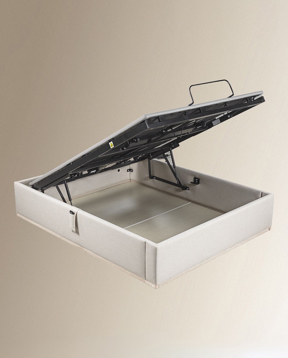 Imagen 2 de Canapé abatible articulado tapizado en tela Box Dekor Motion Lattoflex - Arena claro Cama 135 x 190 cm Arena claro