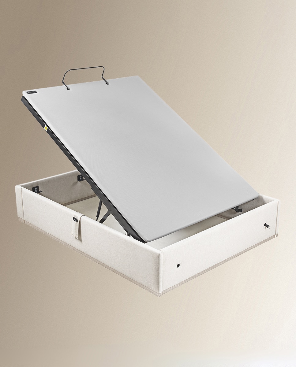 Imagen 3 de Canapé abatible articulado tapizado en tela Box Dekor Motion Lattoflex - Arena claro Cama 135 x 190 cm Arena claro