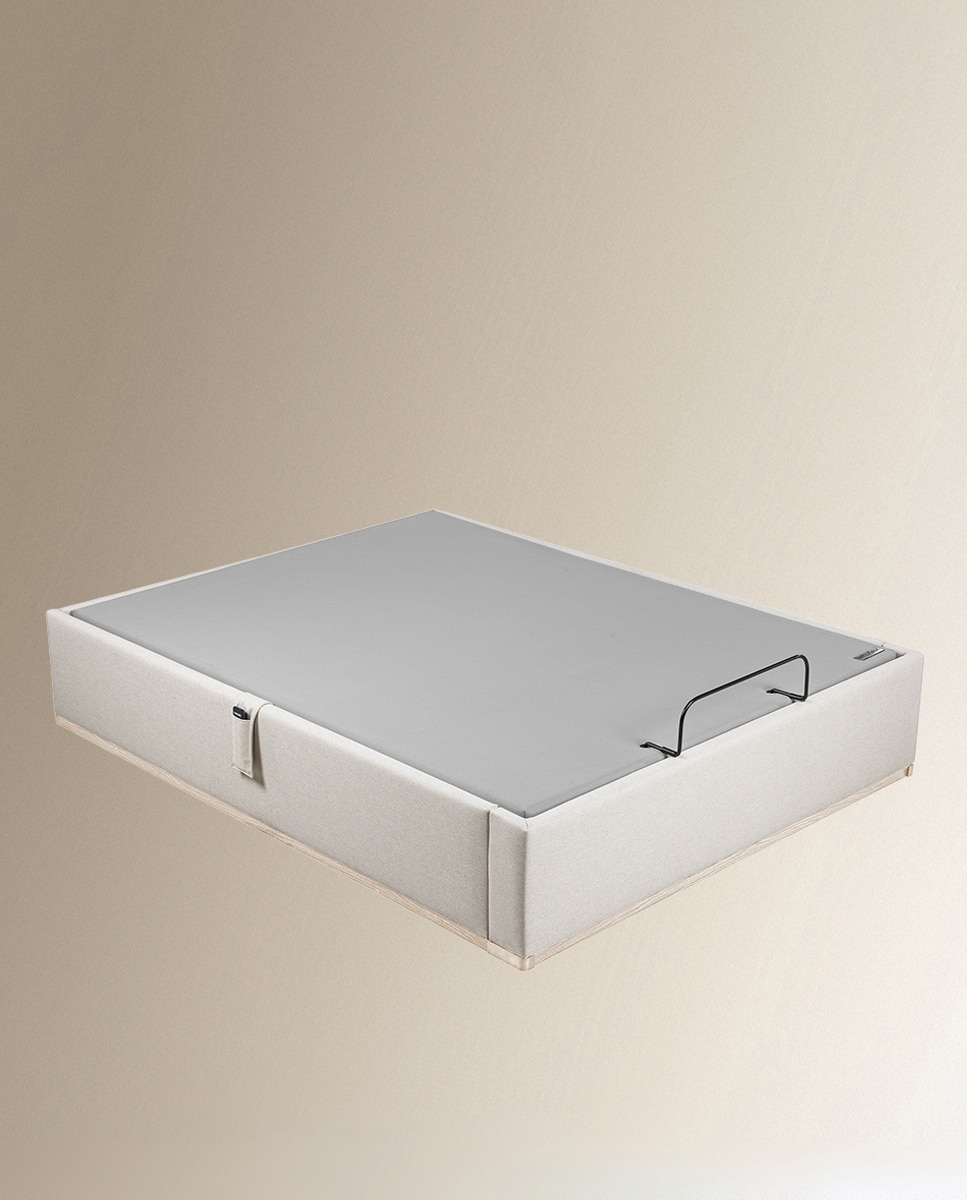 Imagen 4 de Canapé abatible articulado tapizado en tela Box Dekor Motion Lattoflex - Arena claro Cama 135 x 190 cm Arena claro