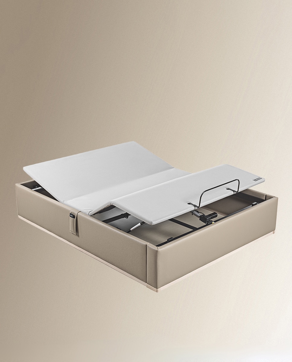 Imagen 0 de Canapé abatible articulado tapizado en polipiel  Box Dekor Motion Lattoflex Visón claro