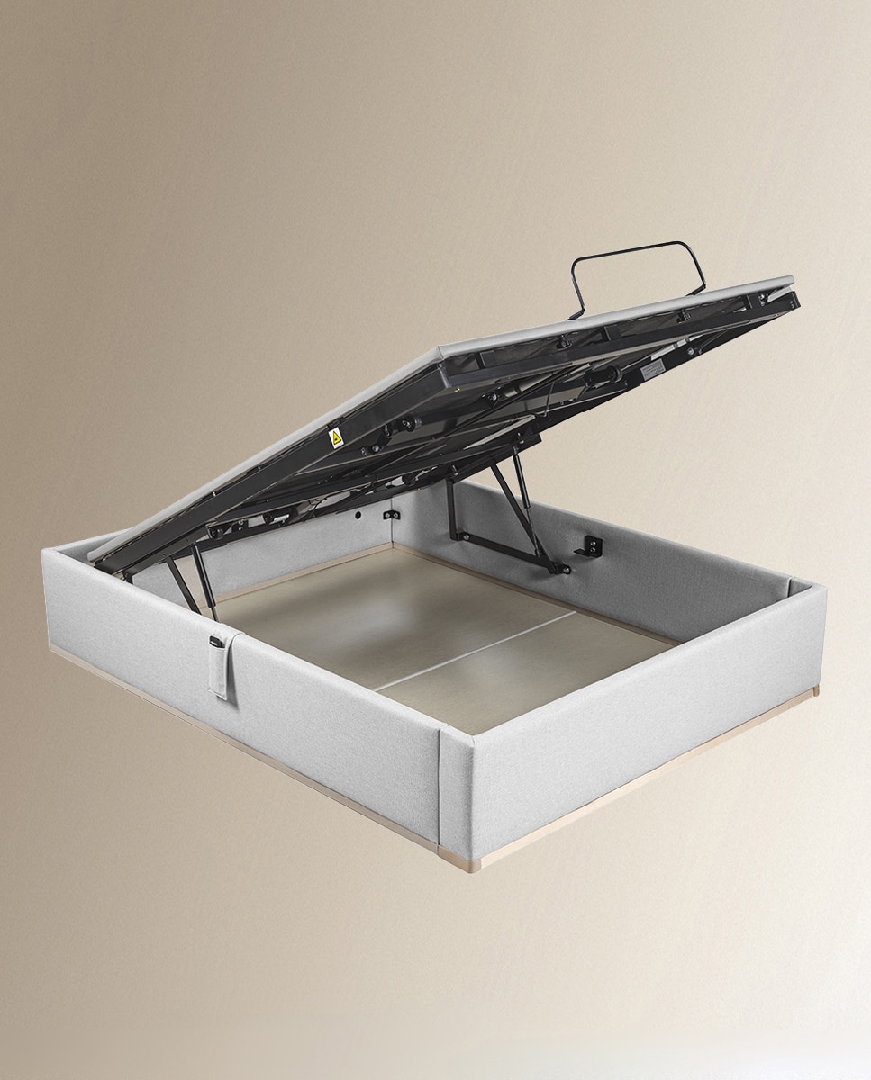 Imagen 2 de Canapé abatible articulado tapizado en tela Box Dekor Motion Lattoflex - Gris claro Cama 135 x 190 cm Gris claro