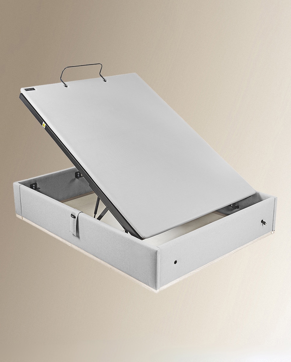 Imagen 3 de Canapé abatible articulado tapizado en tela Box Dekor Motion Lattoflex - Gris claro Cama 135 x 190 cm Gris claro