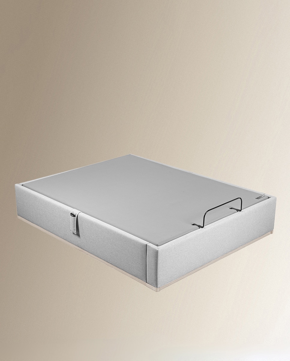Imagen 4 de Canapé abatible articulado tapizado en tela Box Dekor Motion Lattoflex - Gris claro Cama 135 x 190 cm Gris claro