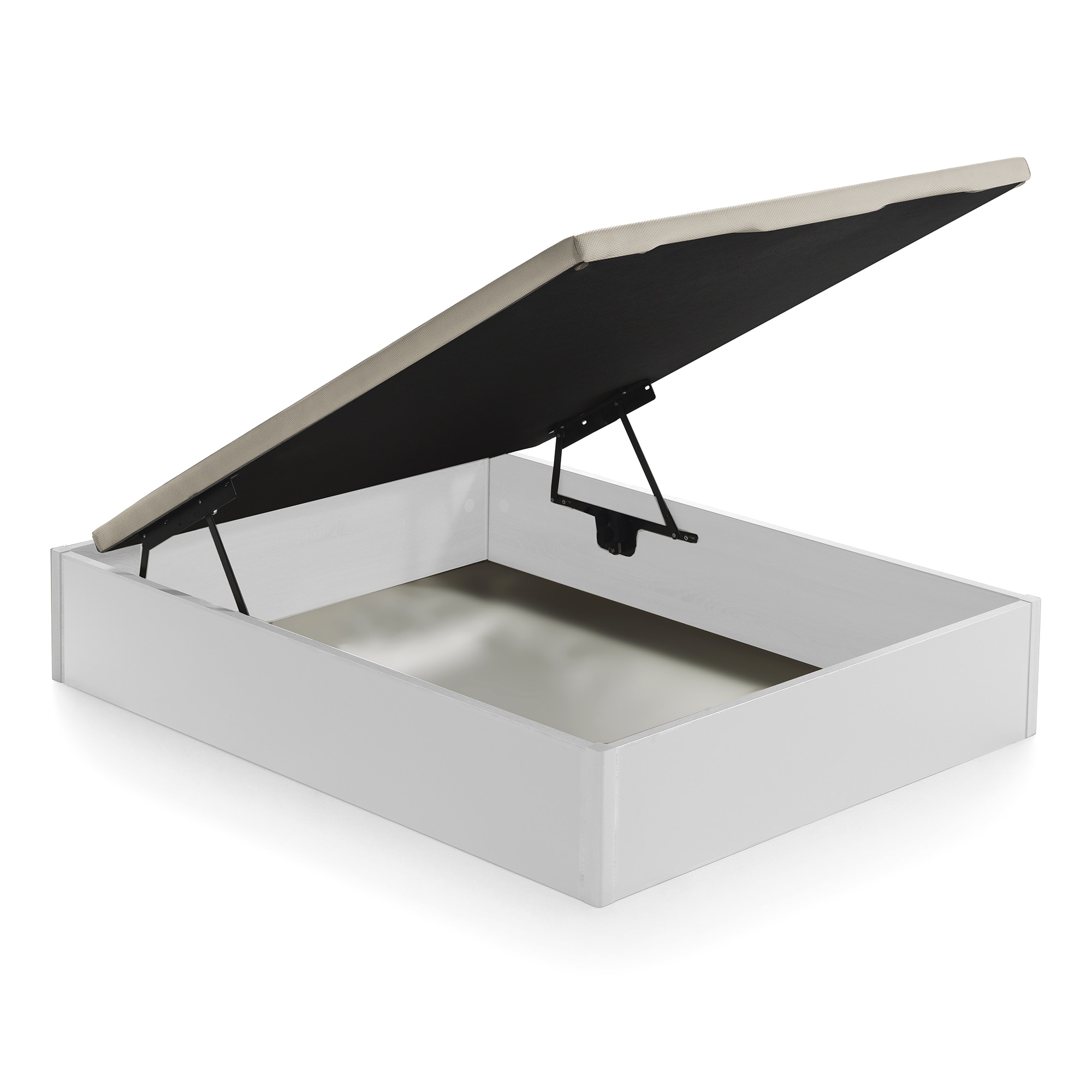 Canapé abatible de madera de gran capacidad Gina GC Ecus - Blanco Cama 150 x 200 cm Blanco-1