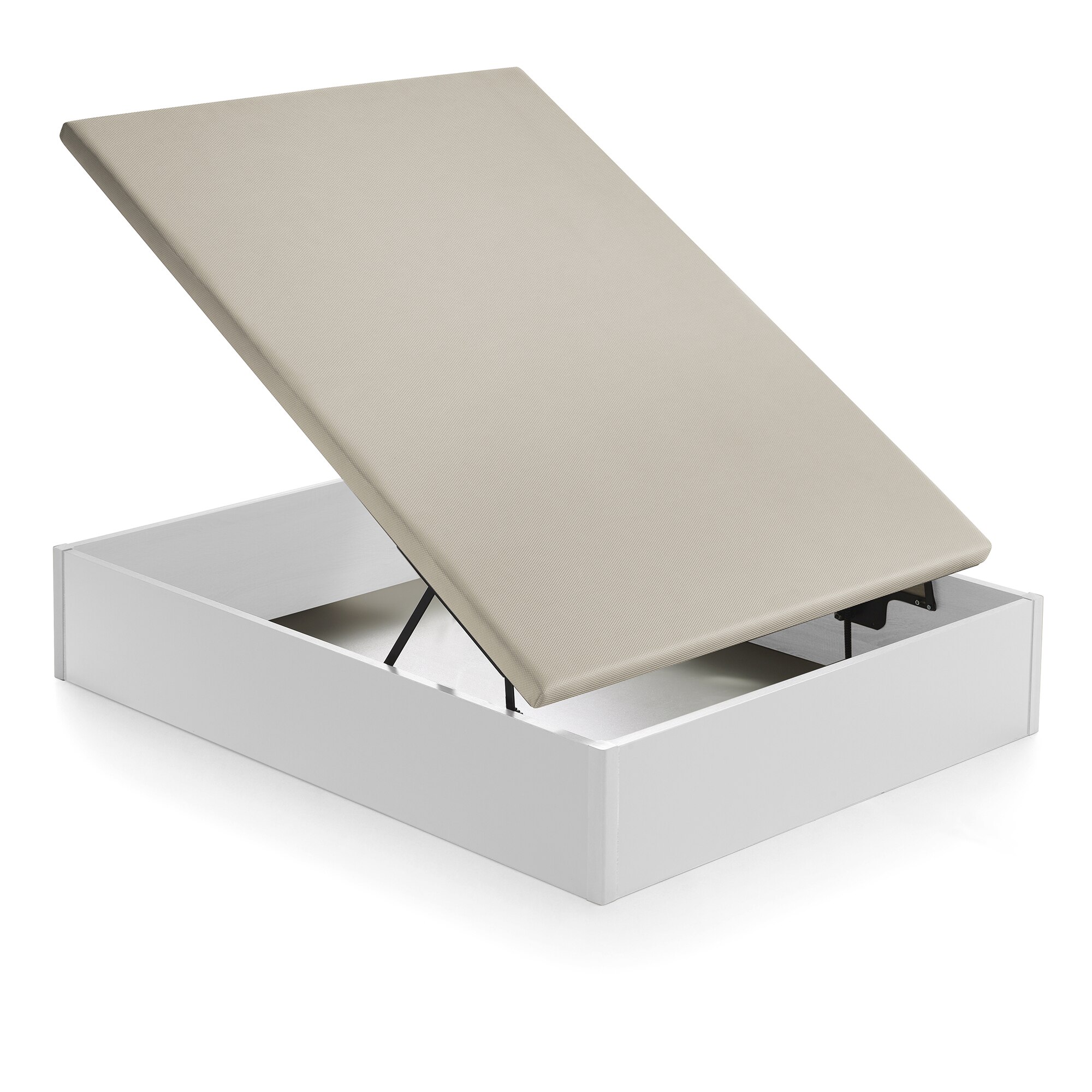 Canapé abatible de madera de gran capacidad Gina GC Ecus - Blanco Cama 150 x 200 cm Blanco-3