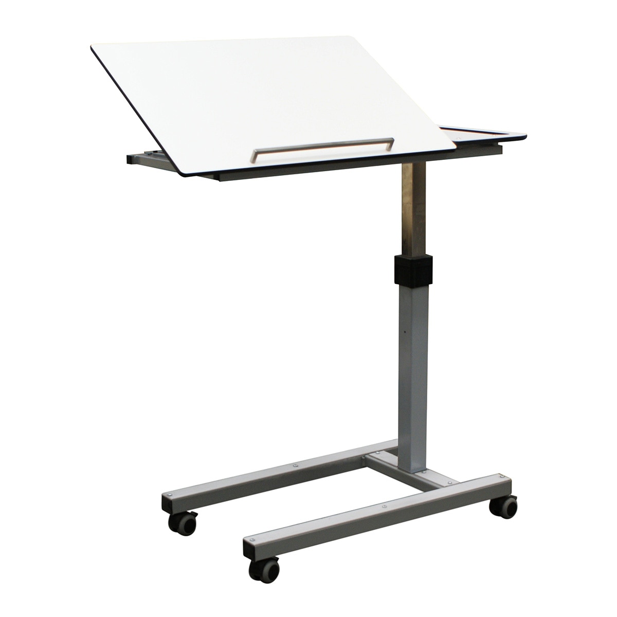 Atril Mesa Auxiliar com Rodas Prata/Branco-7