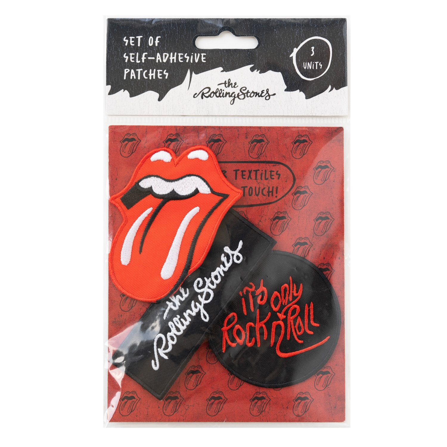 Set de tres parches fabricados en poliéster Negro / Rojo / Blanco-2